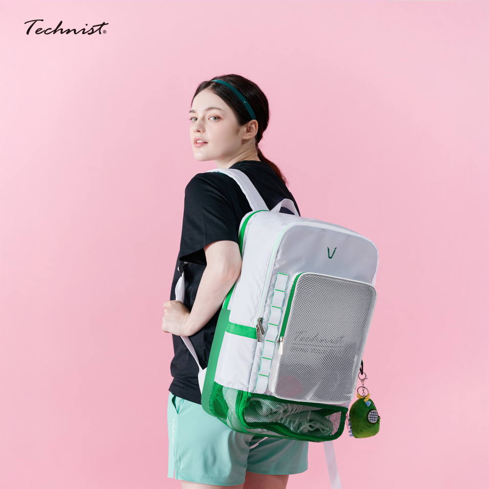 Technist TNB 5486 Tennis Racket Backpack - Durable Sports Bag for Tennis Players, White & Green - Perfect for Court Training, Travel & Gym Storage