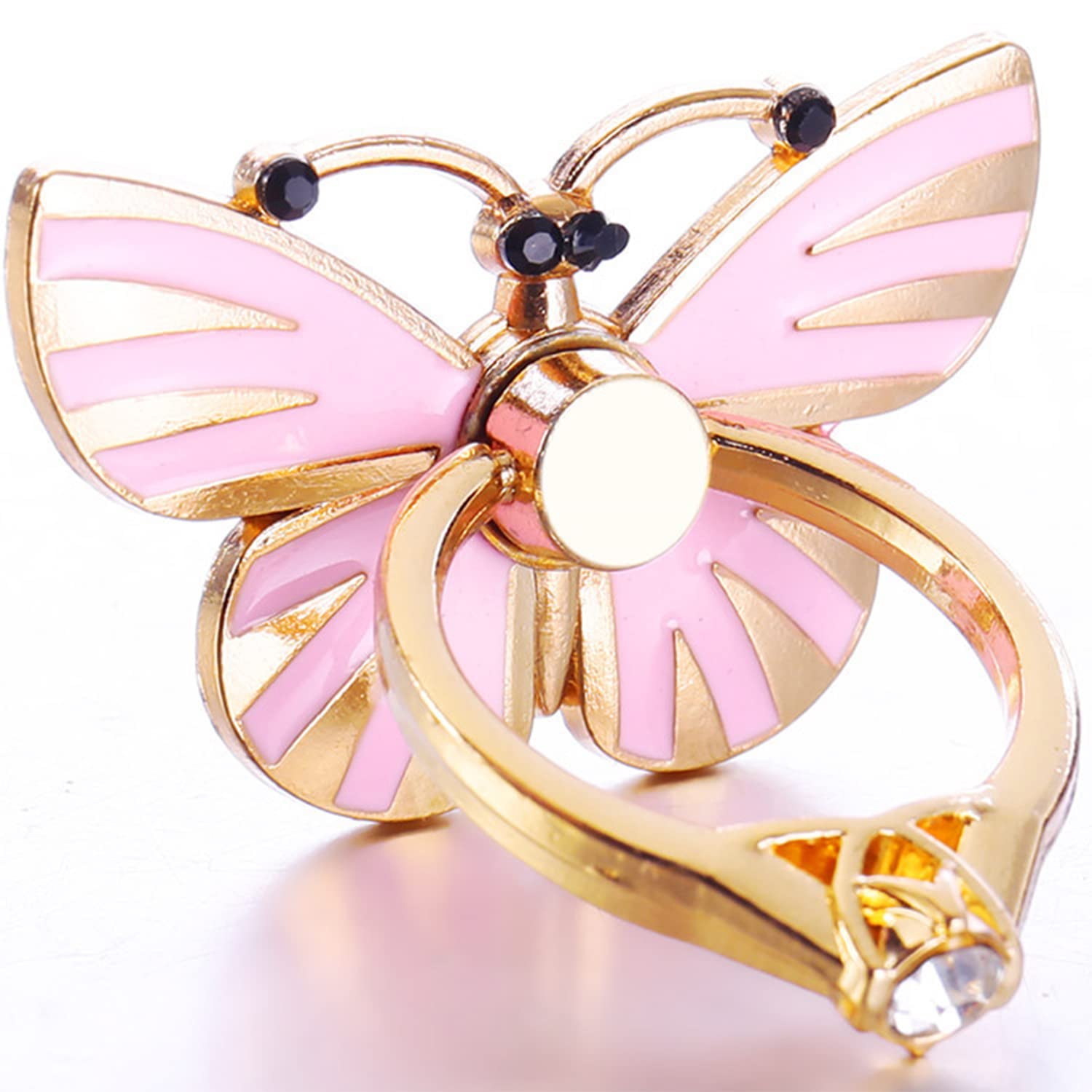4 Pack Phone Ring Stand Holder - Diamond Bling Butterfly & Swan Kickstand Grip for iPhone Samsung, 360° Rotating Multi-Angle Metal Phone Ring (2 Butterfly 2 Swan 1 Strip) - Perfect for Watching Videos, Taking Selfies & Hands-Free Calling