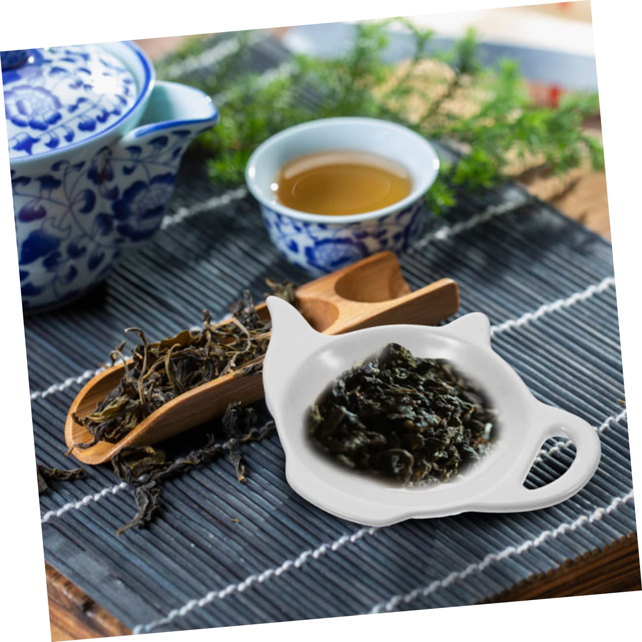 HEMOTON 3-Piece Ceramic Tea Bag Holder Set - Teapot-Shaped Coaster, Teaspoon Rest & Loose Leaf Tea Organizer - Perfect for Afternoon Tea, Kitchen Decor & Gift Giving