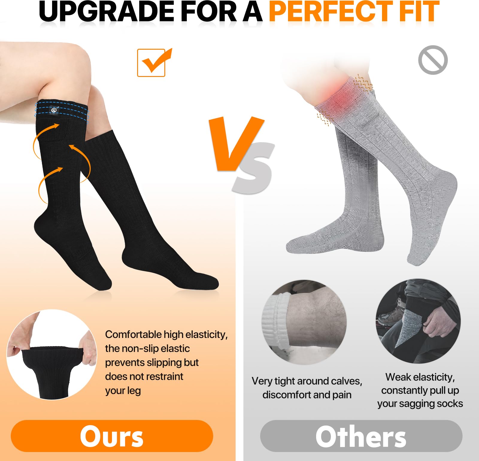 SNOW DEER Rechargeable Heated Socks for Men & Women - 7.4V Battery Electric Foot Warmers - Perfect for Skiing, Hunting, Fishing, Camping & Hiking in Cold Weather