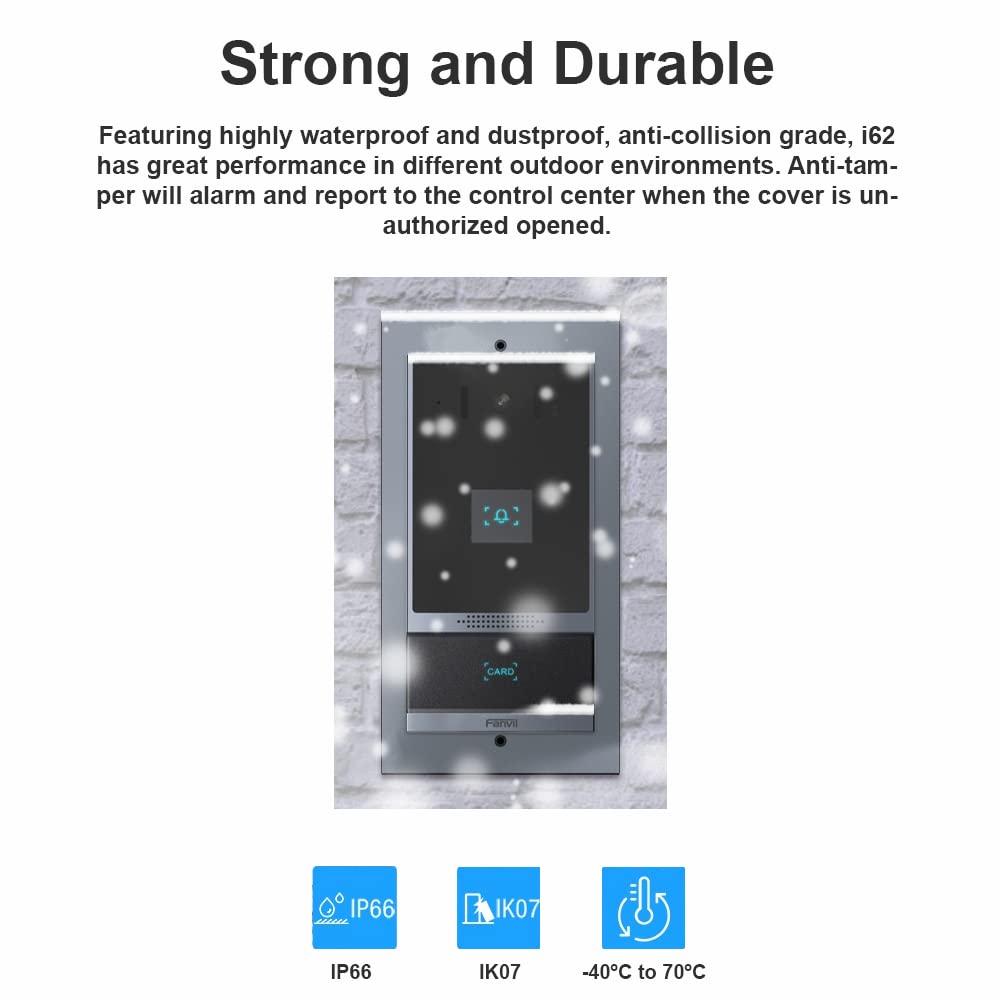 Fanvil i62 PoE Video Door Phone with 2MP HD Camera, Night Vision & Waterproof - Smart Home Security System for Houses, Apartments & Offices