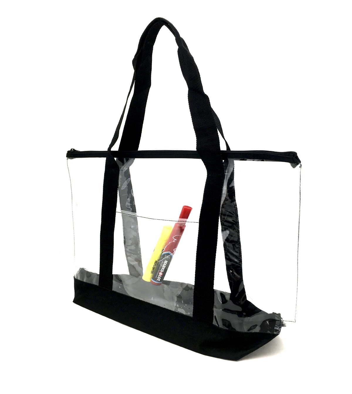 Clear PVC Zipper Tote Bag - Waterproof Security Work Tote for Office, Gym & Travel - Red Transparent Shoulder Bag for Women & Men
