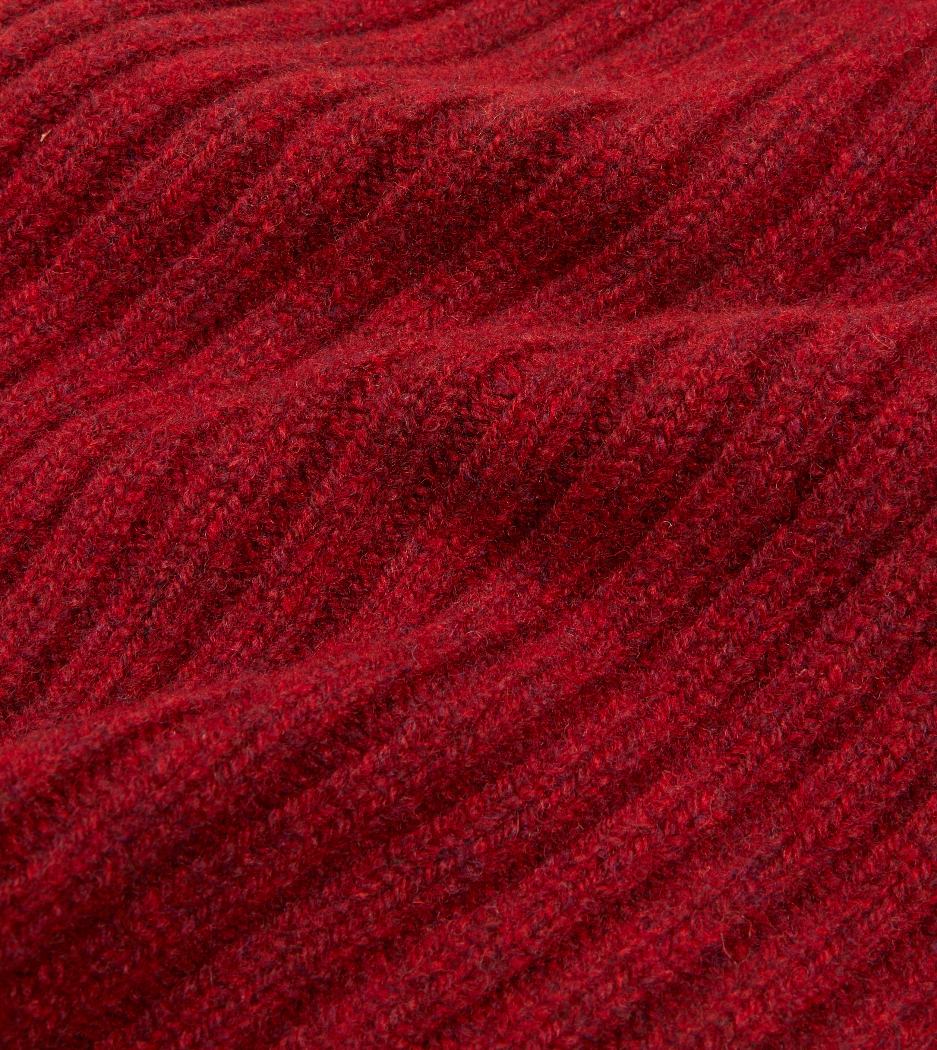 Warm Red Lambswool Ribbed Knit Beanie Hat for Men & Women - Cozy Winter Accessory for Outdoor Activities & Cold Weather