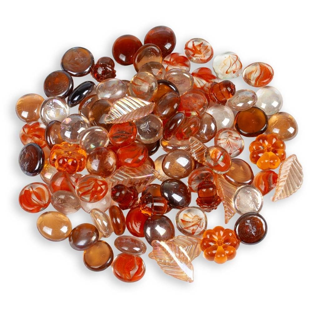Premium Harvest Mix Marbles with Pumpkins, Leaves & Acorns - 2lb Bulk Fall Decor for Thanksgiving, Autumn Centerpieces, Table Scatter & Seasonal Crafts | Factory Direct Wholesale