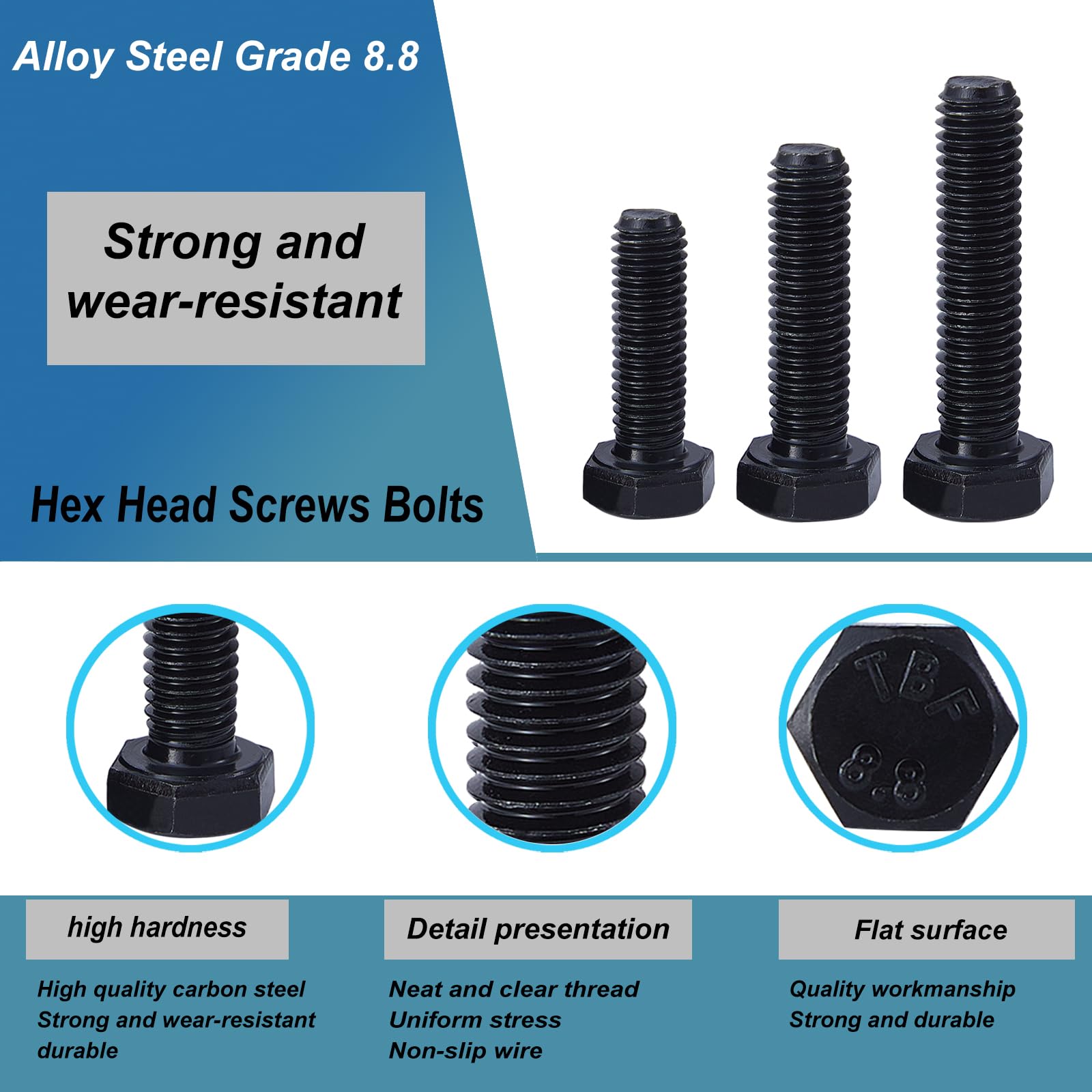 M6x25mm Hex Bolts 25Pcs - 8.8 Grade Alloy Steel for DIY & Machinery