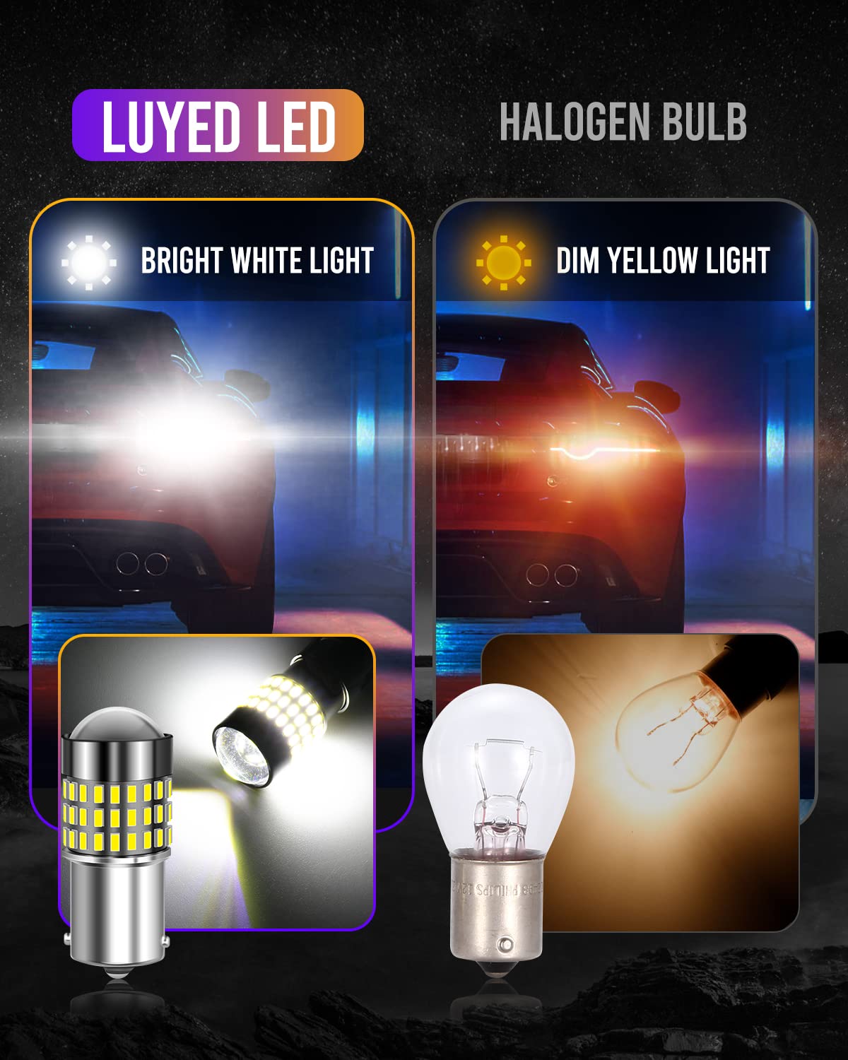 LUYED 1156 LED Bulb - 1800 Lumens Super Bright 3014 78-EX Chipsets - Compatible with 1156 1141 1003 7506 Sockets - Ideal for Backup Reverse Lights, Brake Lights, Tail Lights, RV Lights - Xenon White (Pack of 2) - Perfect for Automotive, Marine & Off-Road Vehicle Lighting Upgrades