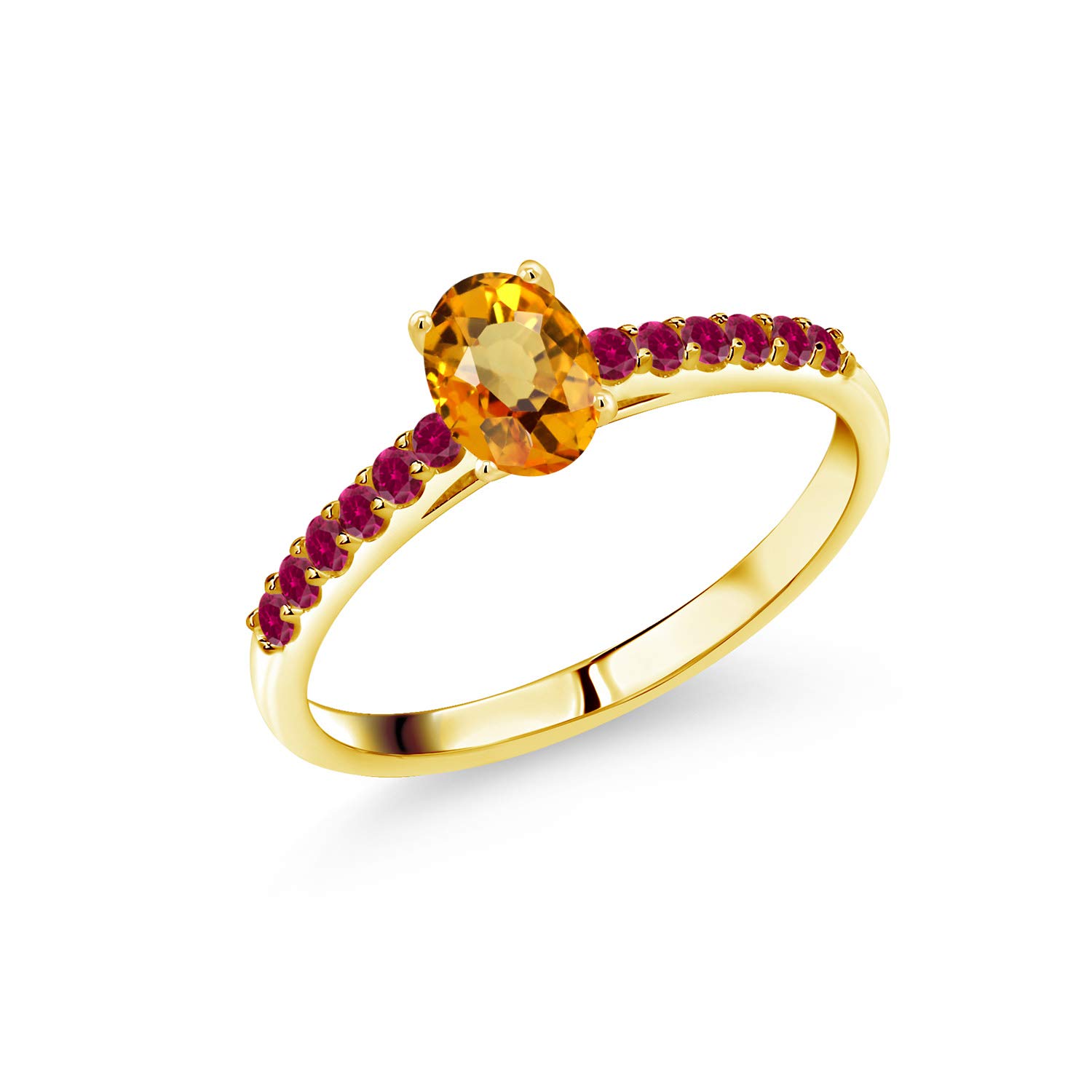 0.80Ct Oval Yellow Sapphire & Ruby Ring in 10K Gold for Engagement