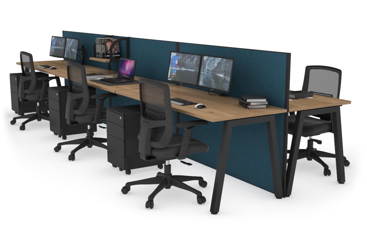Horizon Quadro 6-Person Office Bench with A-Legs - 1600L x 700W Workstation for Collaborative Workspaces, Conference Rooms & Open Office Layouts