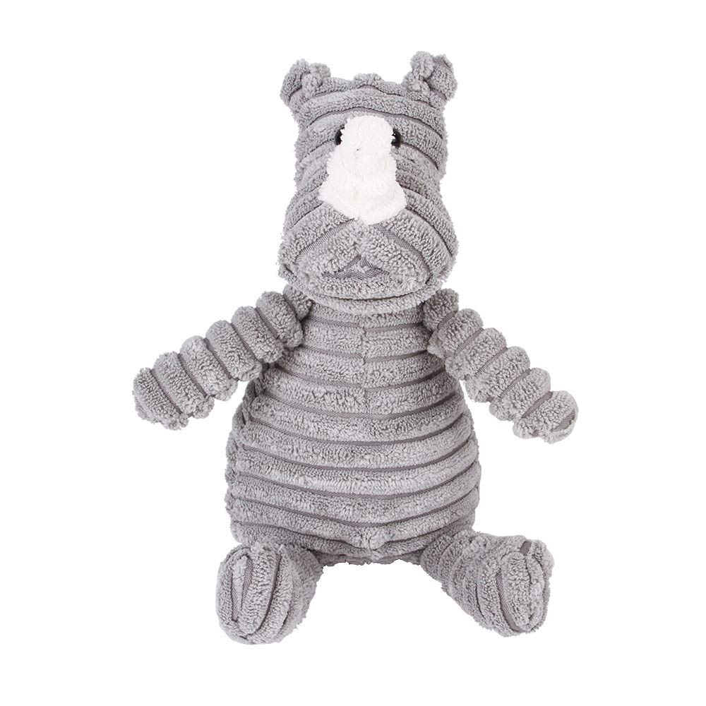 Durable Squeaky Plush Dog Chew Toy - Rhino Stuffed Animal for Puppies & Small Dogs | Interactive Play, Training Reward & Stress Relief for Pets