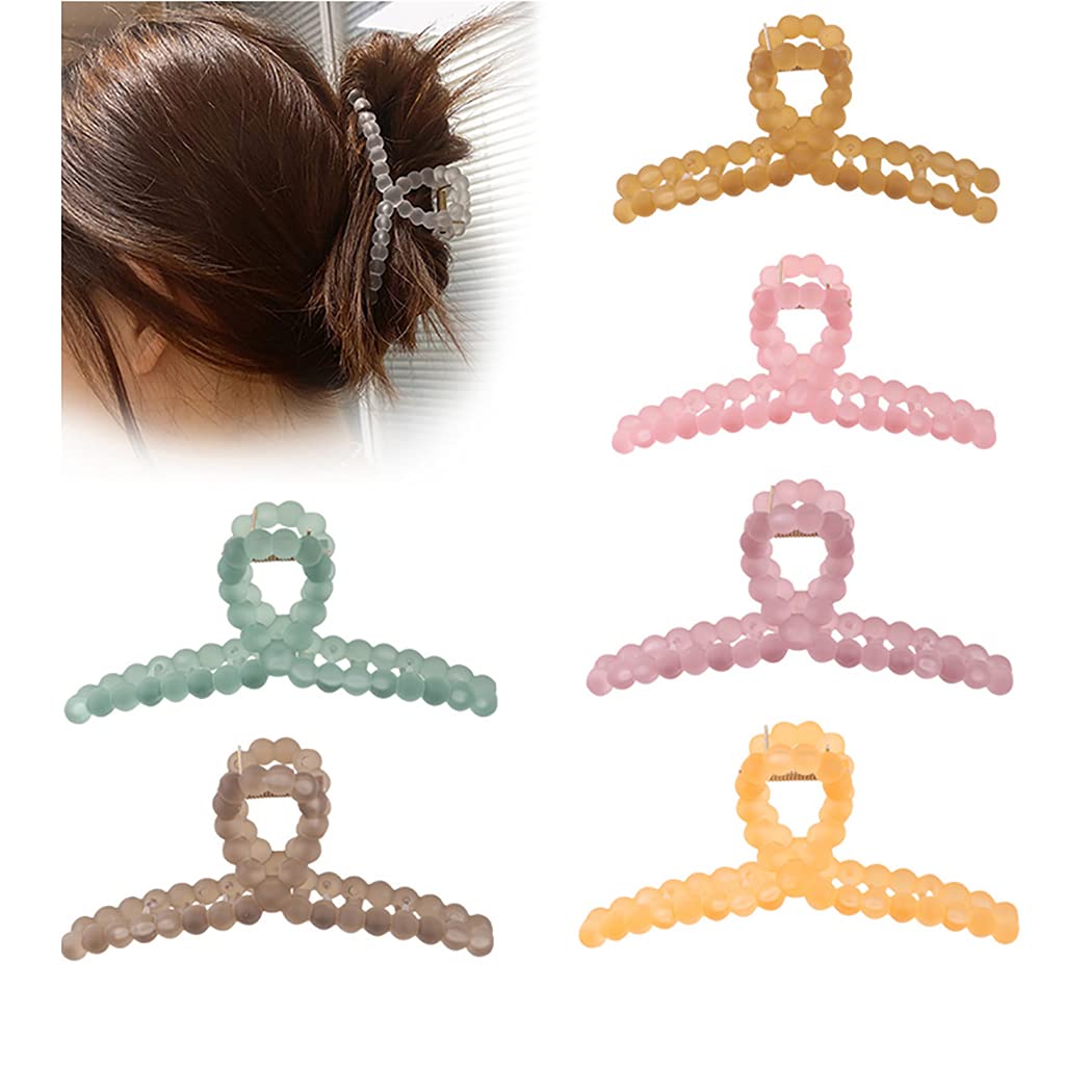 Lnrueg 6PCS Large Interlocking Teeth Hair Claw Clips for Women - Strong Hold Non-Slip Matte Acrylic Hair Clips for Shower, Styling & Everyday Use - Elegant Hair Jaw Clips & Barrettes for Long, Thick Hair