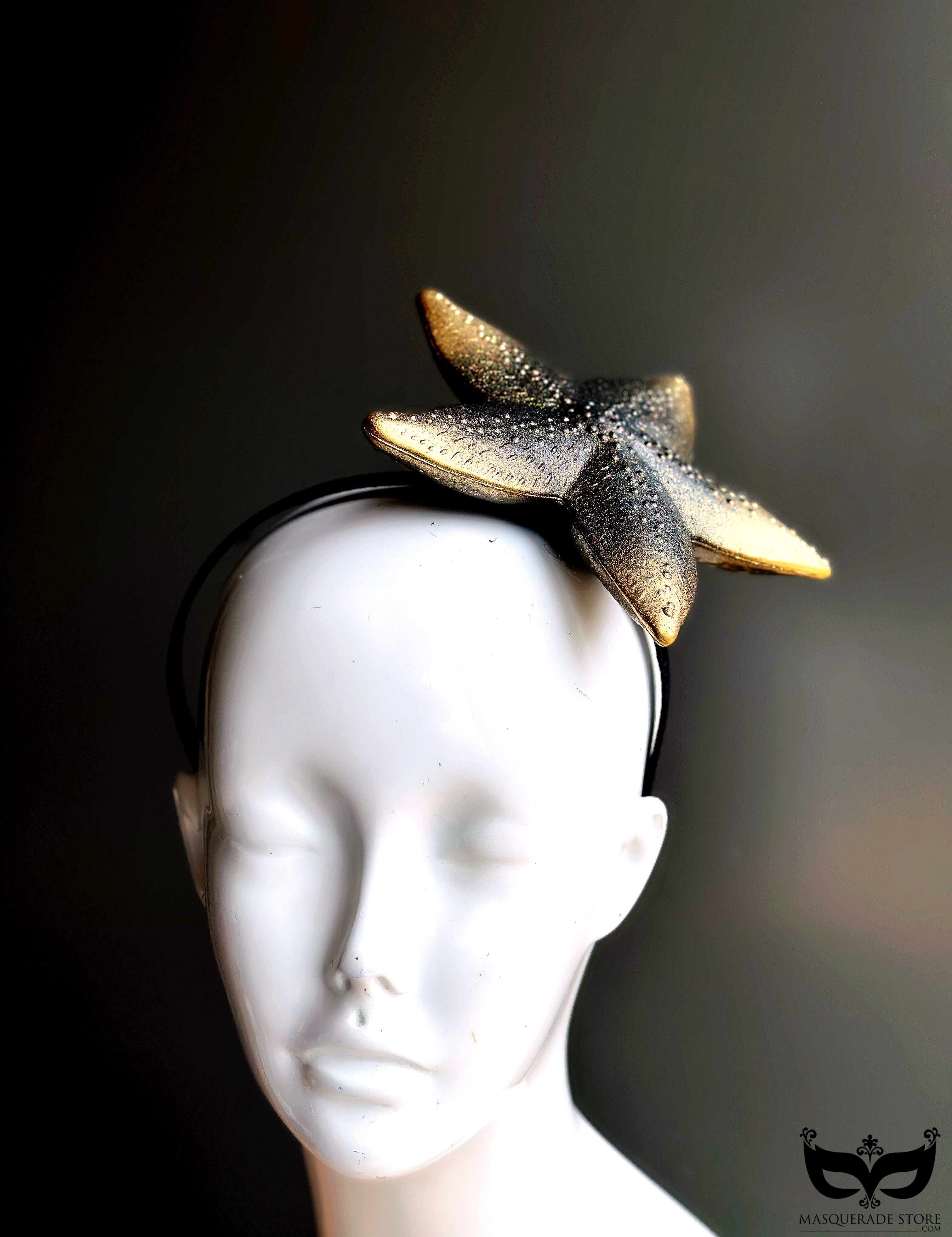 Elegant Starfish Fascinator Hair Clip - Gold Noir Headpiece for Weddings, Parties & Special Events | Perfect Bridal Accessory & Beach-Themed Celebration Hair Jewelry