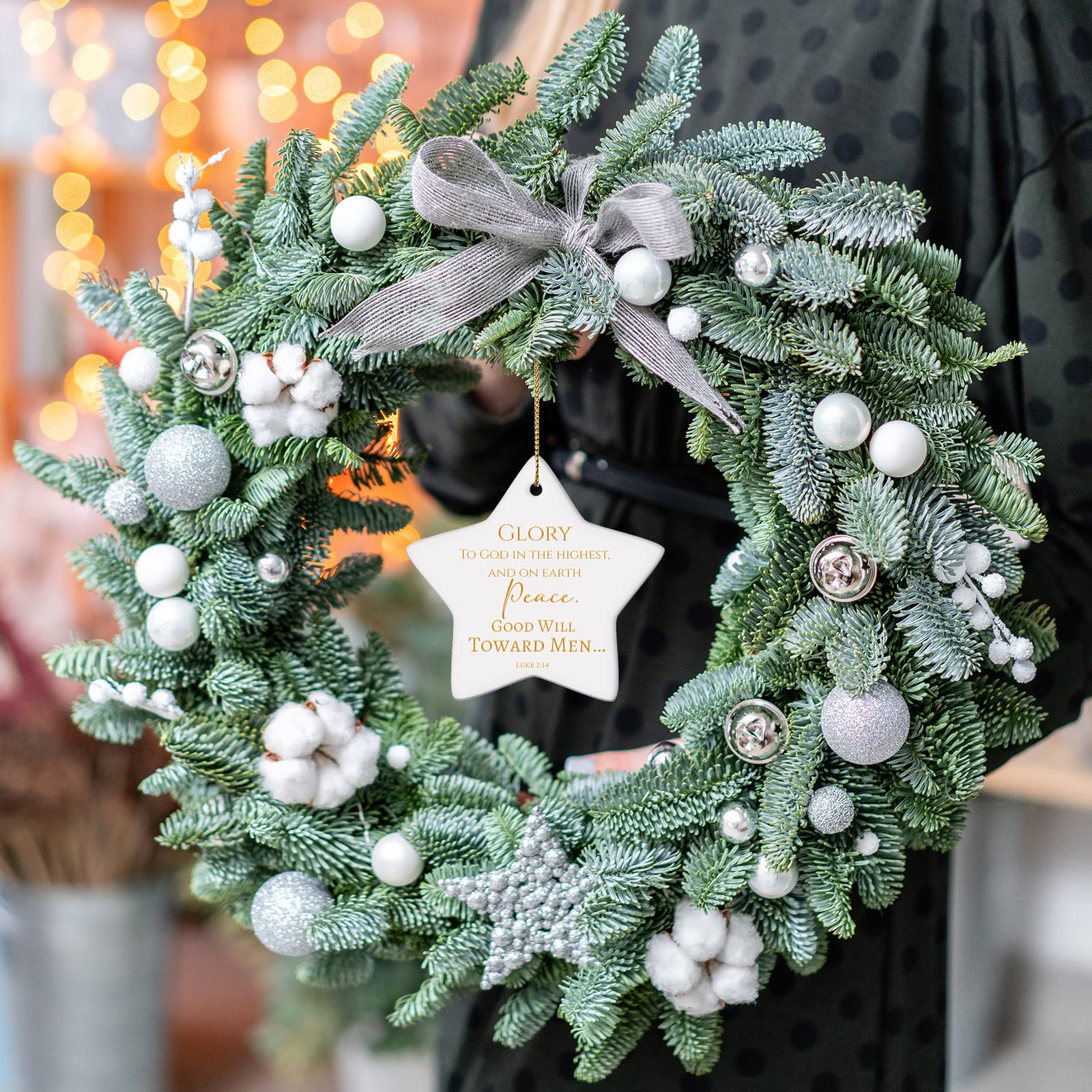 27 Pcs Christian Star Hanging Ornaments - Bulk Bible Verse Ceramic Religious Decor with Gift Bags - Perfect for Church Events, Mother's Day Gifts & Women's Bible Study Group Favors