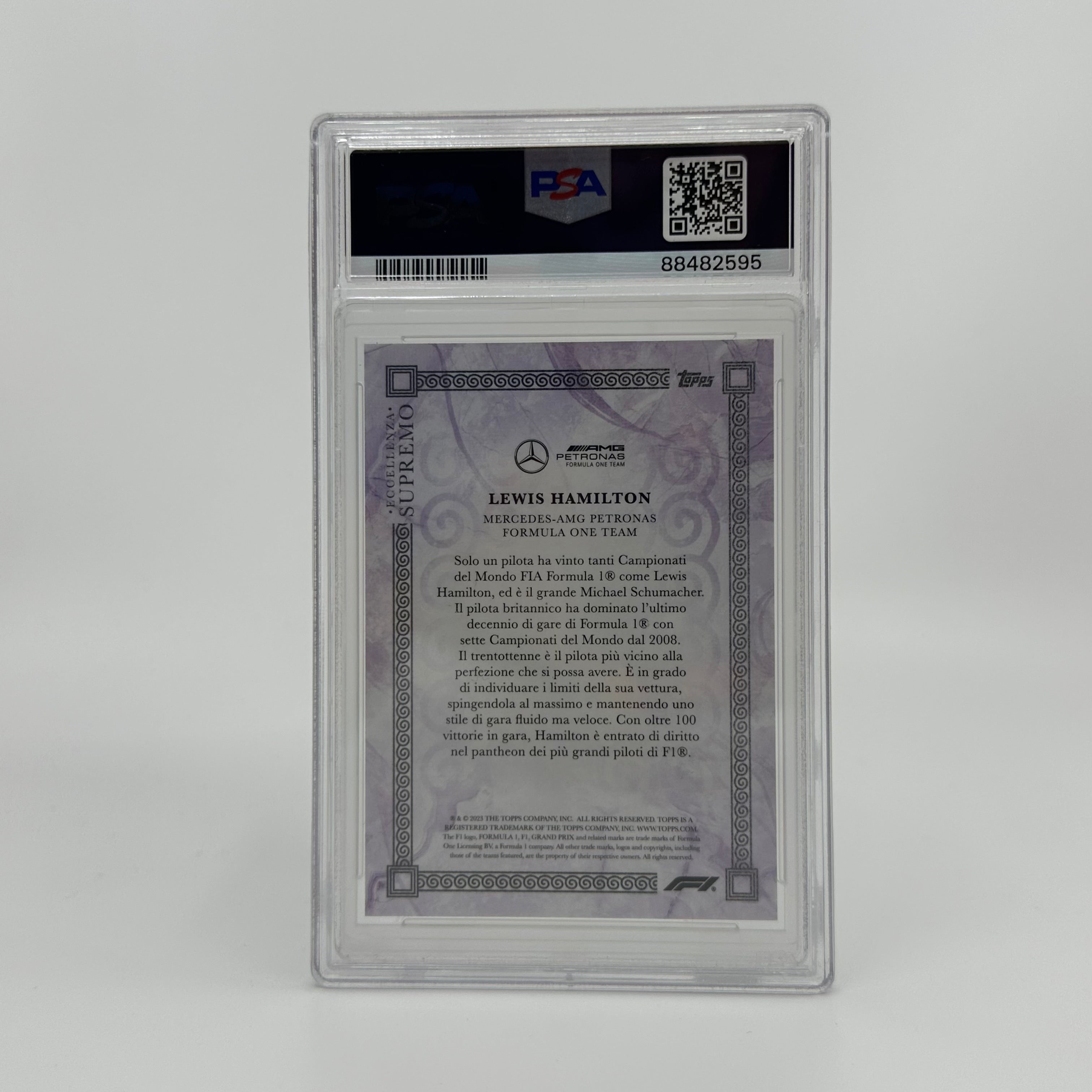 2023 Topps Eccellenza Supremo Lewis Hamilton Purple #7/25 PSA 10 Graded Card - Perfect for F1 Collectors, Sports Memorabilia Displays, and Investment Portfolios