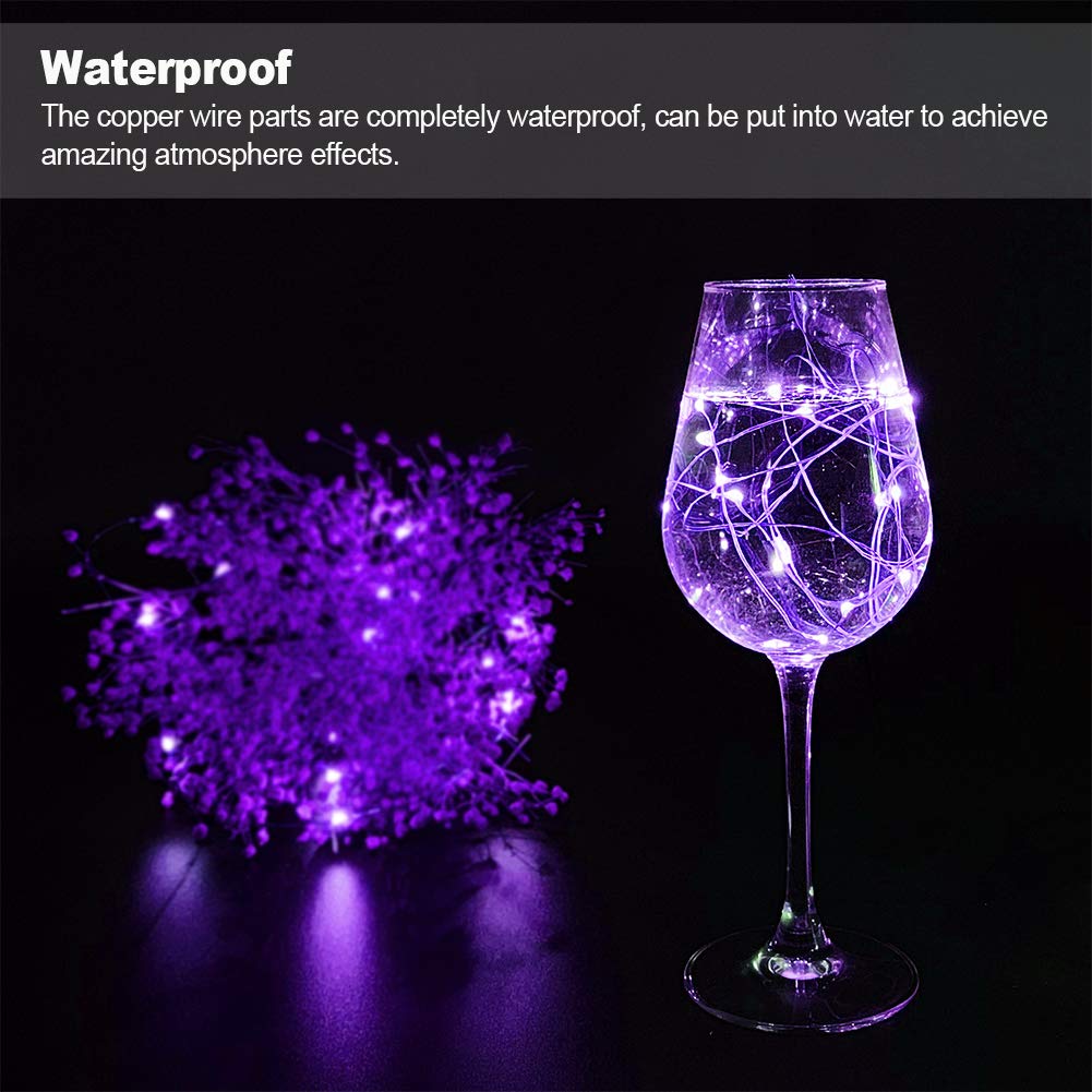 16 Pack 10 ft Battery Operated Fairy Lights - 30 LED Waterproof Mini String Lights with Copper Wire for DIY, Halloween, Christmas Decor - Purple Starry Firefly Lights for Bedroom, Garden, Wedding & Party Decorations