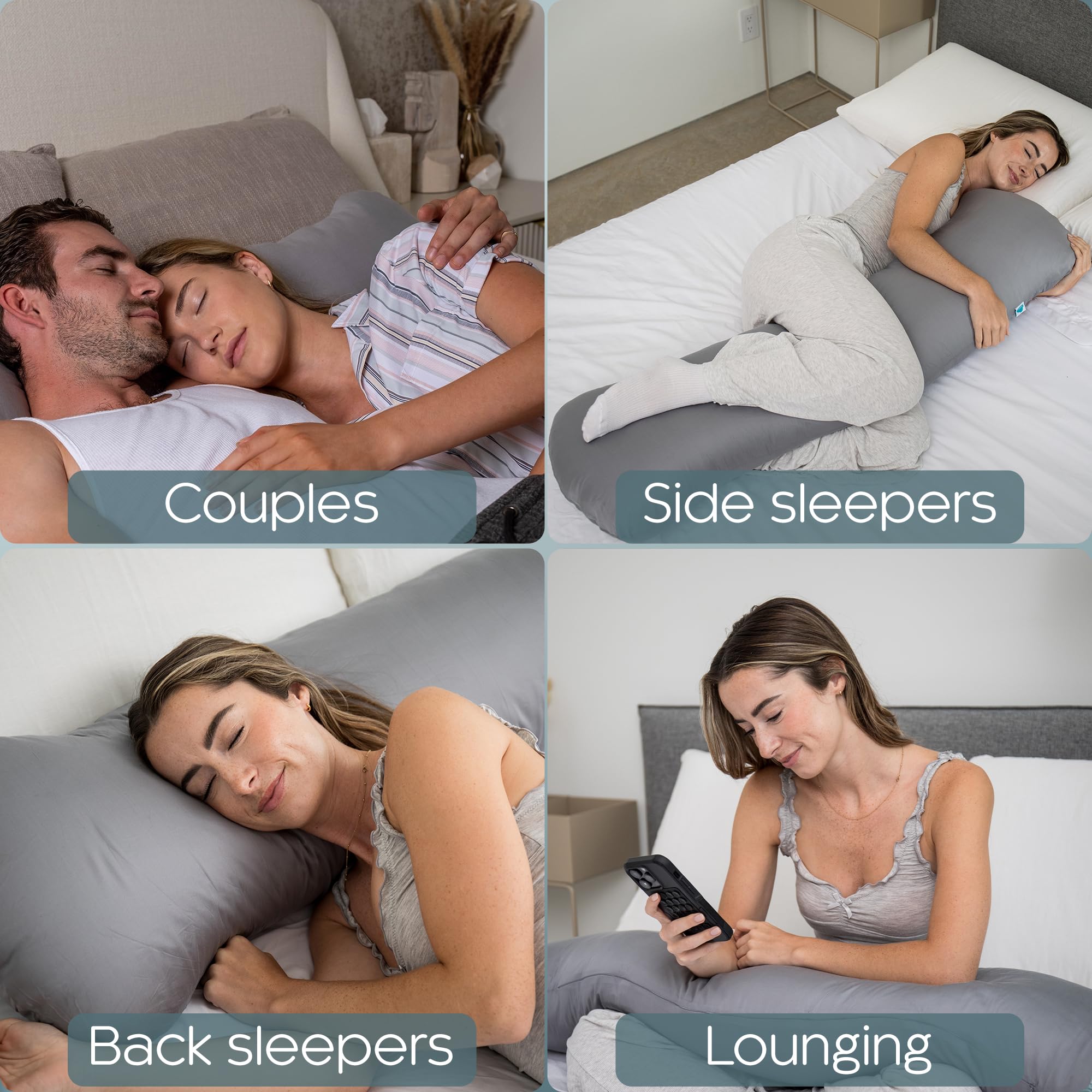 8lbs Weighted Body Pillow for Adults - Cooling Full Body Pillow for Side Sleepers - X-Large 48