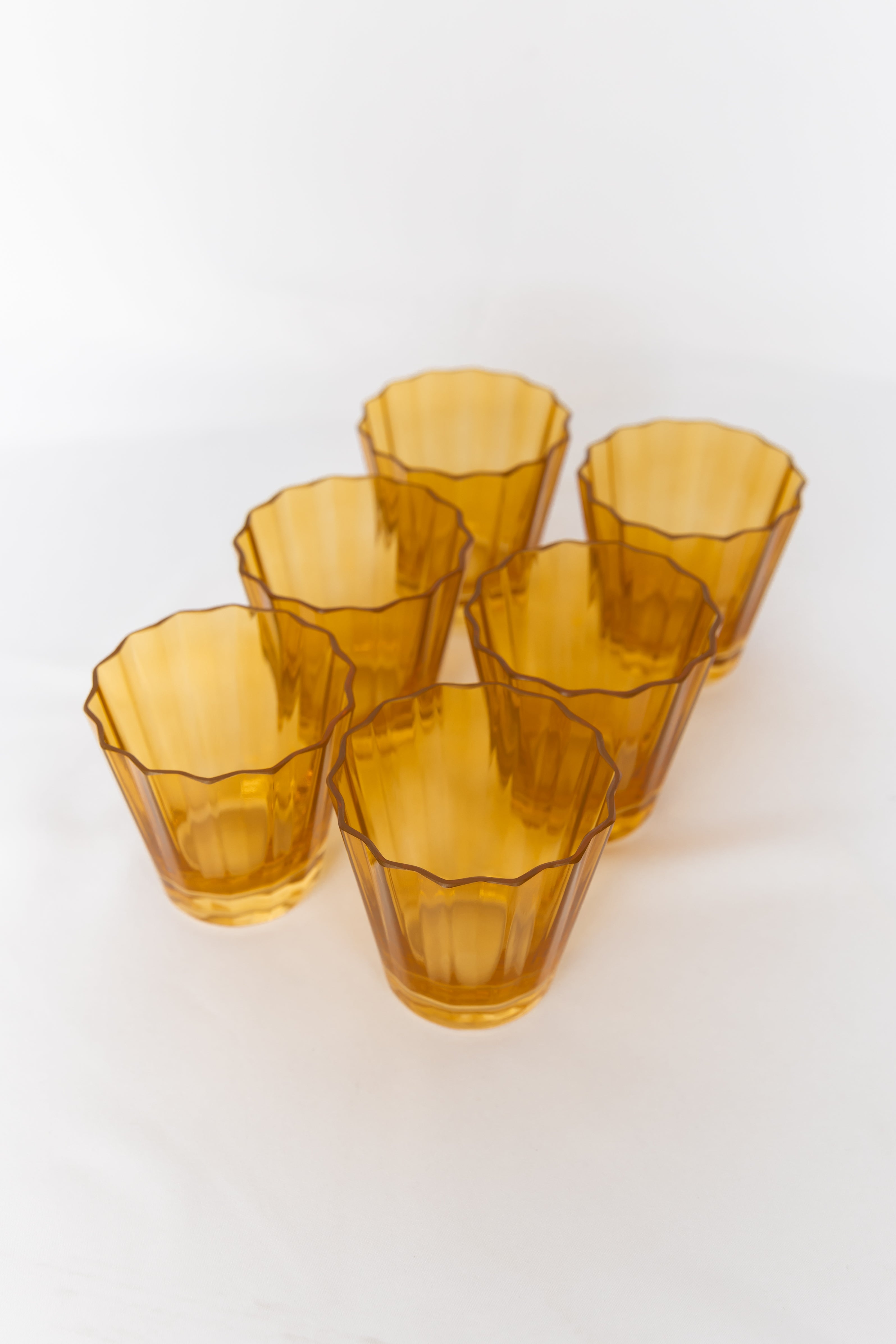 Estelle Colored Sunday Lowball Glasses - Set of 6 Butterscotch Cocktail Glasses for Whiskey, Bourbon & Iced Drinks - Perfect for Home Bars, Parties & Gifts