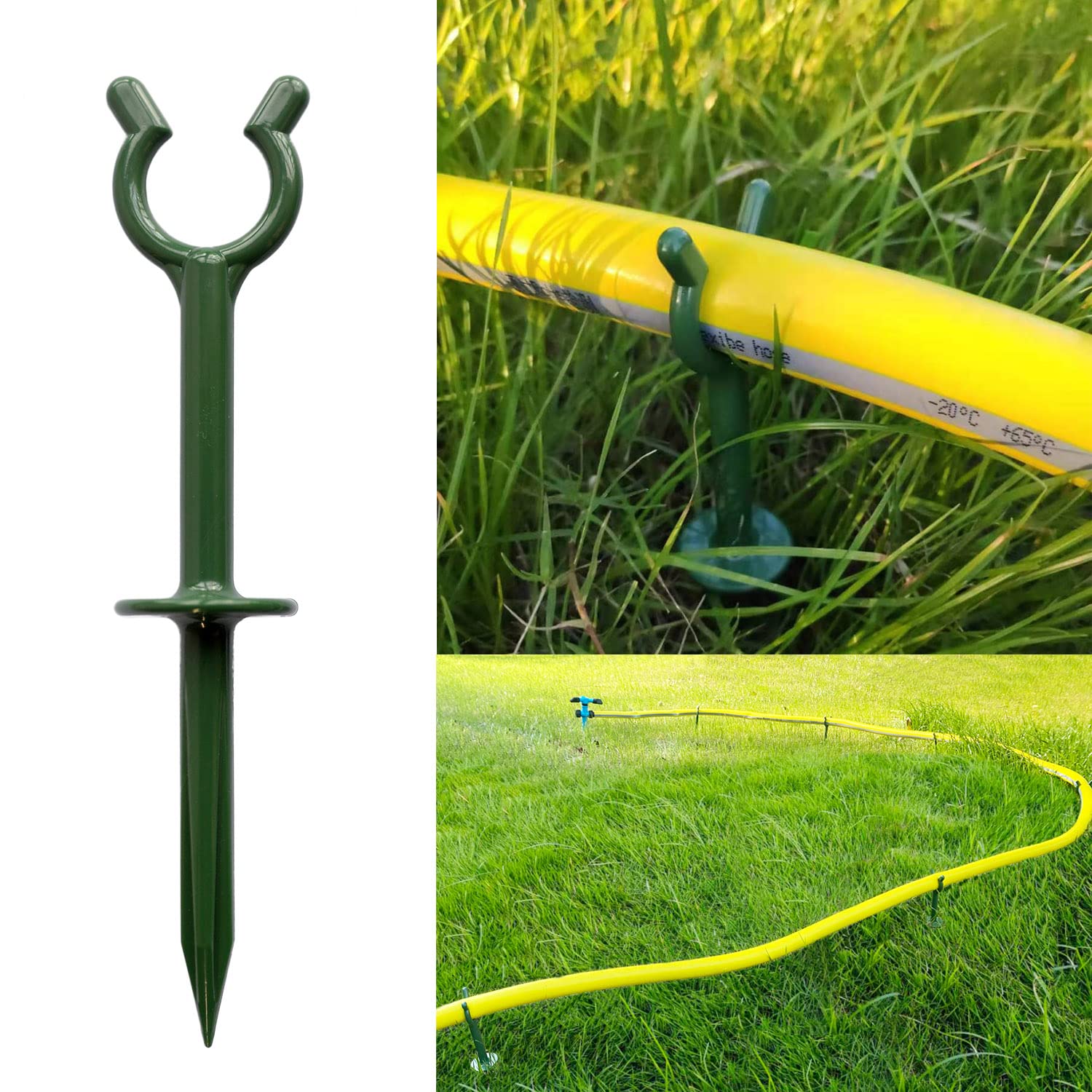 10 Pack Garden Hose Guide Stakes - Heavy Duty Hose Holder & Support for 5/8