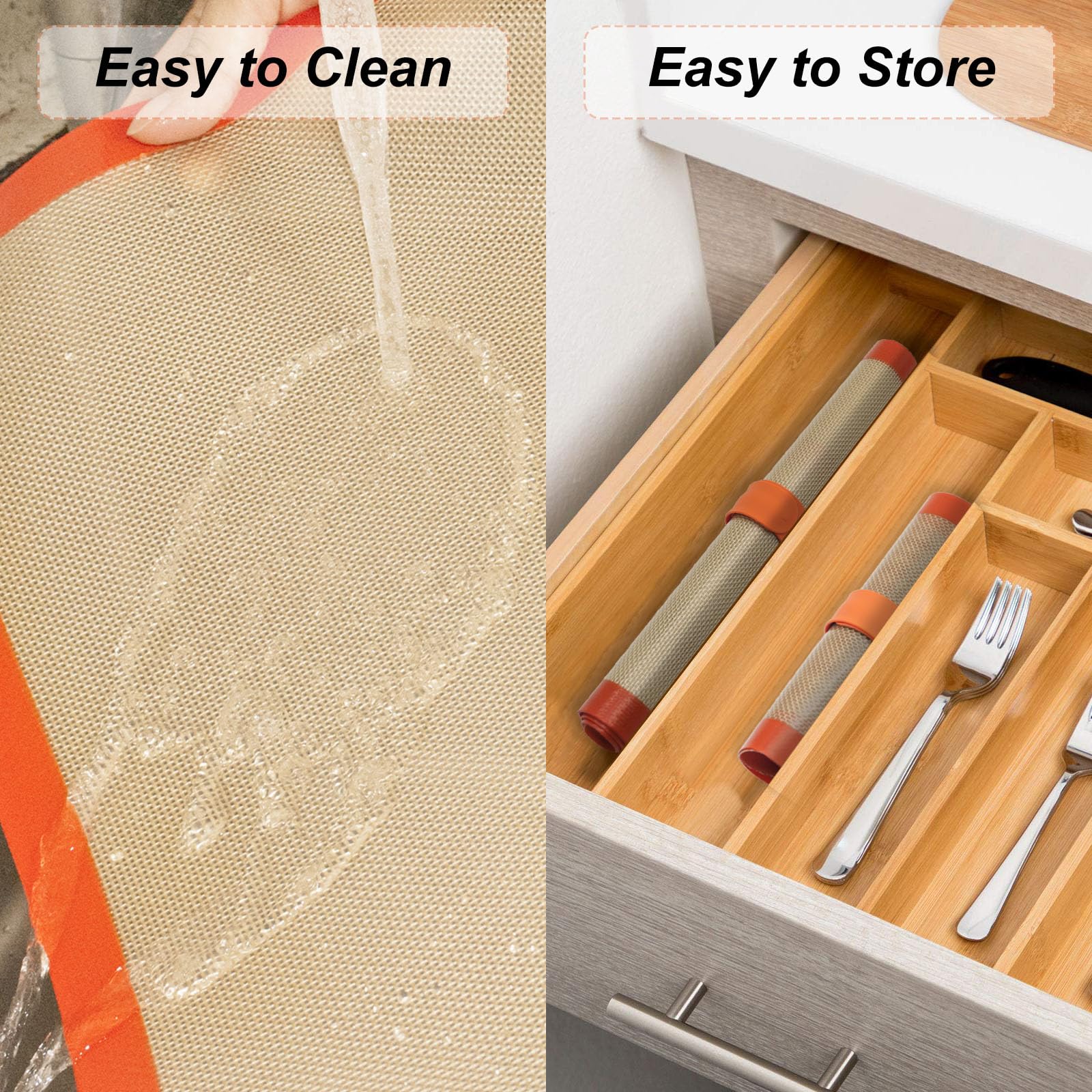 AMYONE 2-Pack Non-Stick Silicone Baking Mats - Quarter Size (9x13 Inches) for Cookie Sheets & Baking Pans | Reusable, Durable & Heat-Resistant | Perfect for Baking Cookies, Pastries, Roasting Veggies & More | Compatible with Nordic Ware Naturals Quarter Sheet Pans