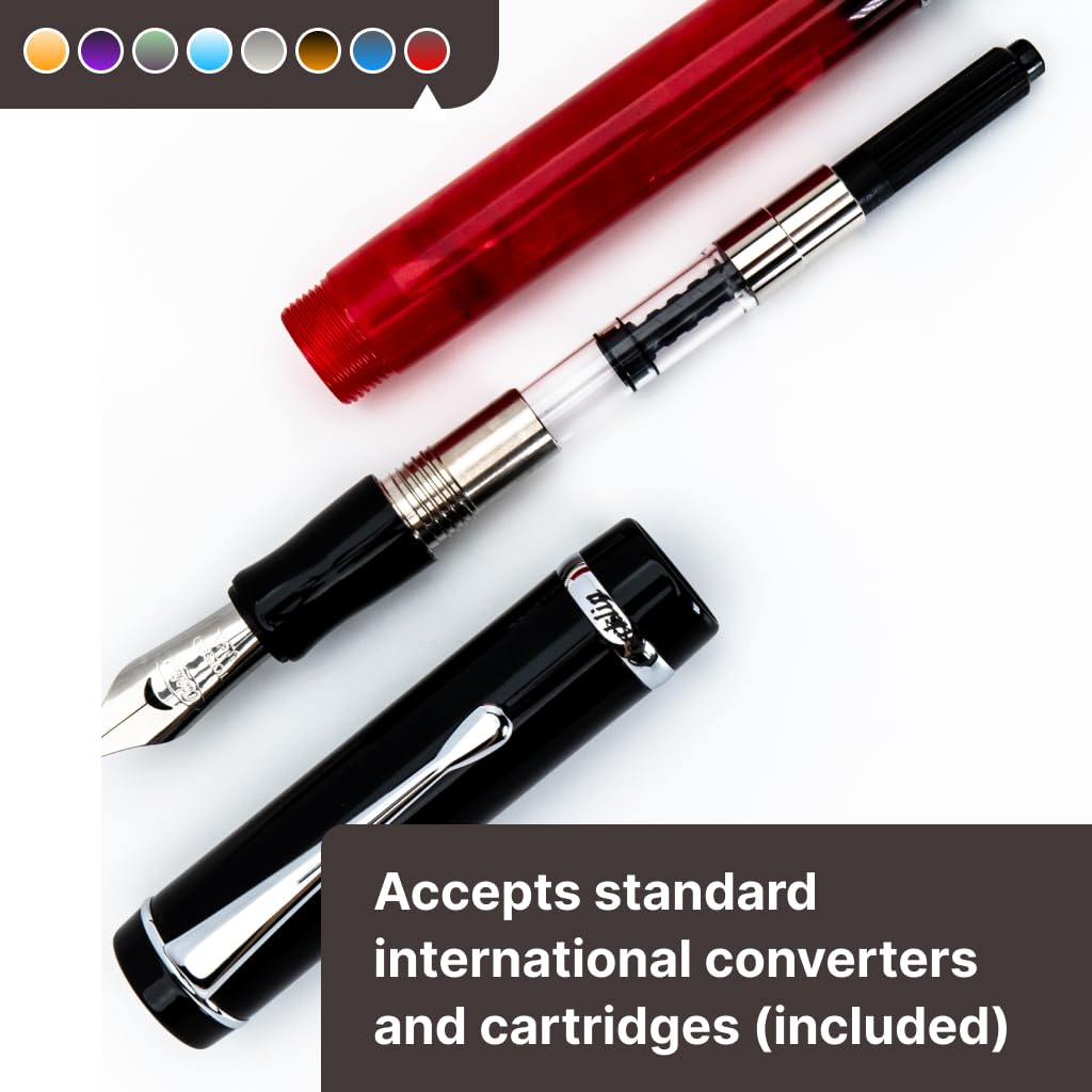 Conklin Duragraph Fountain Pen - Red Nights Fine Nib Luxury Writing Instrument with Bold Red Finish | Perfect for Calligraphy, Journaling & Signature Writing