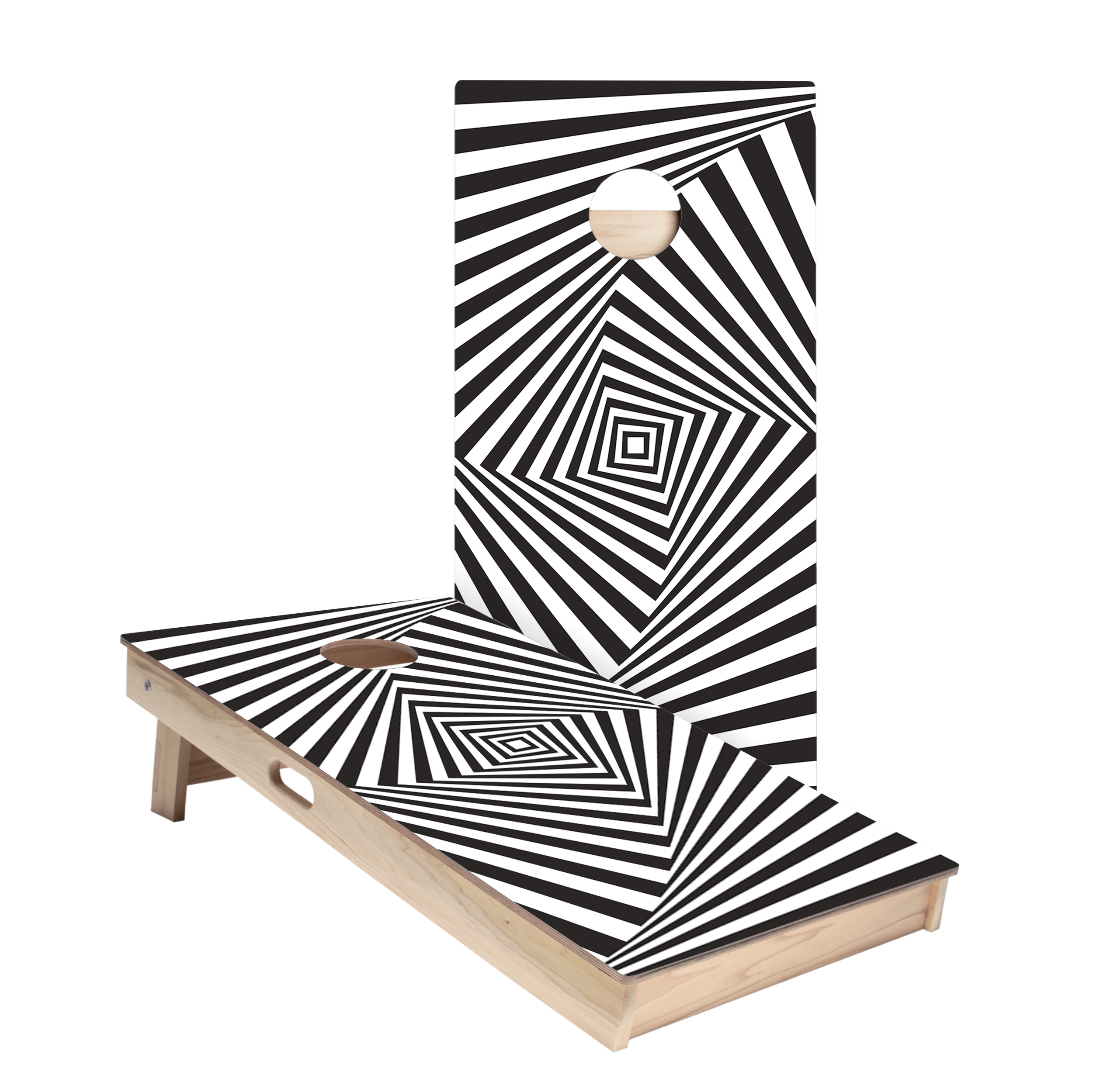 3D Cube Optical Illusion Star Cornhole Boards Set - Portable Outdoor Lawn Game for Backyard, Tailgating, and Beach Parties - Perfect for Adults and Family Fun