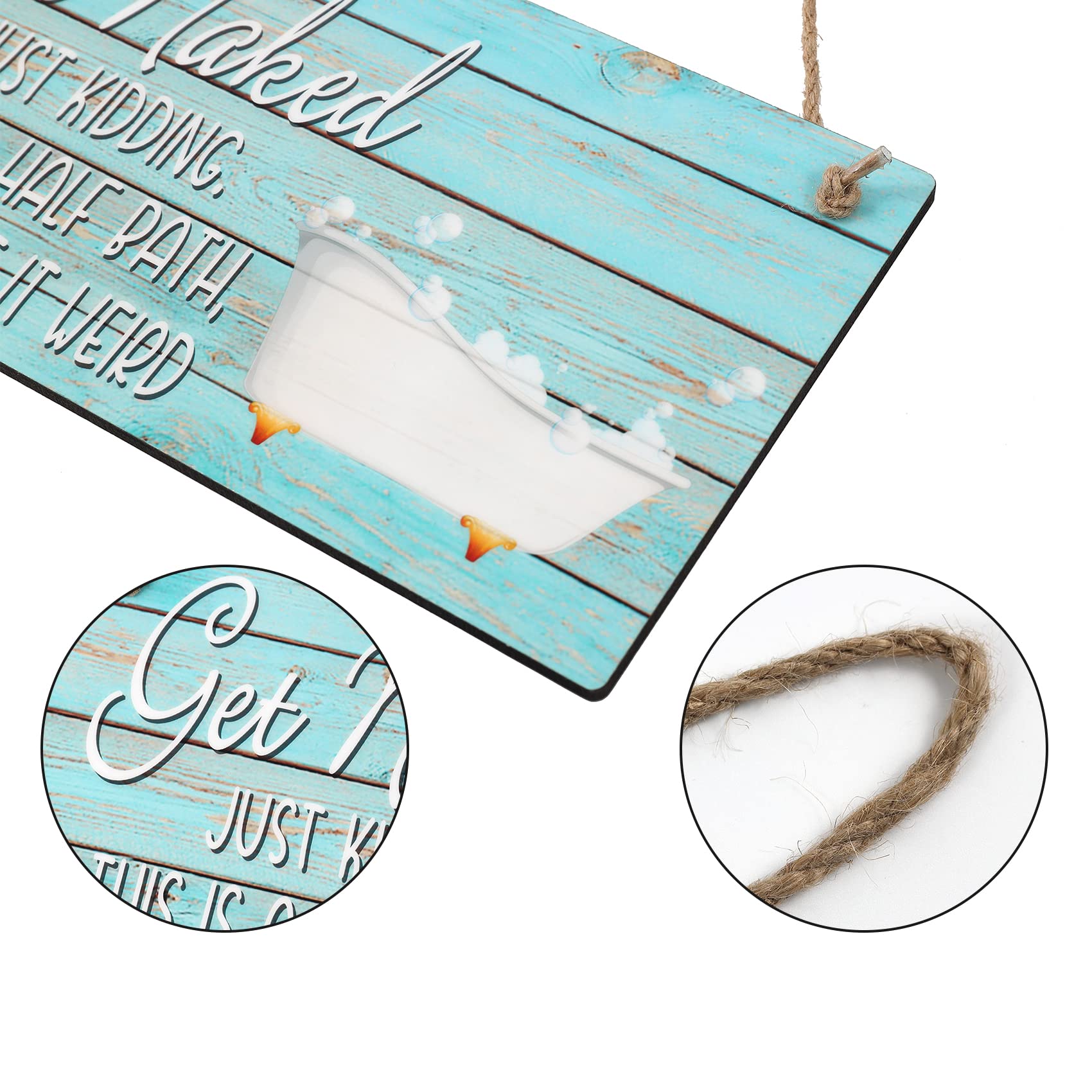 Funny Naked Sign for Bathroom Decor - Rustic Farmhouse Wall Art & Wood Toilet Plaque - Perfect for Half Bath, Powder Room or Farmhouse Style Home