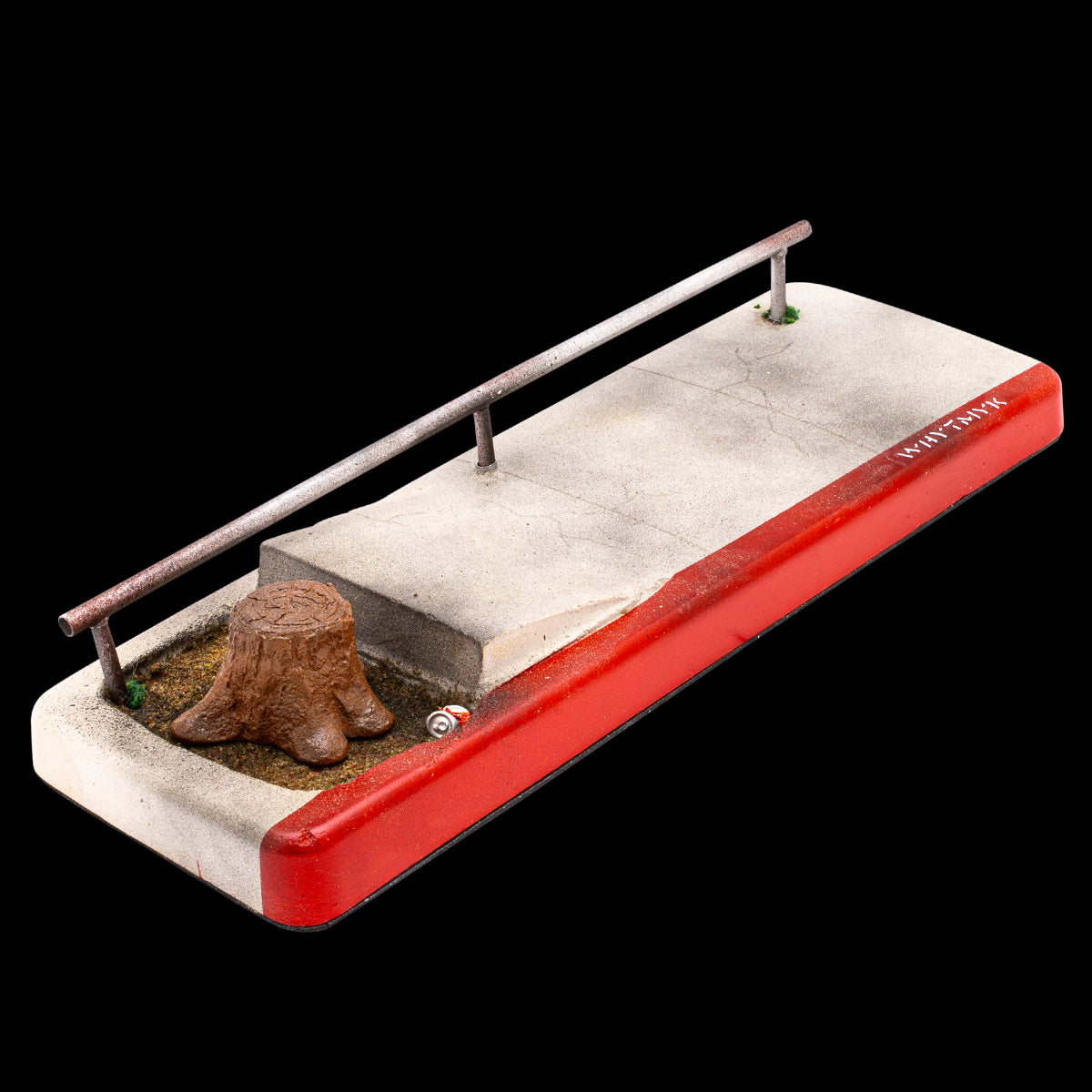 WhytMyk XXL Concrete Fingerboard Ramp with Low Rail & Tree Stump - Professional Finger Skateboard Training Tool for Street Skating Practice at Home or Office