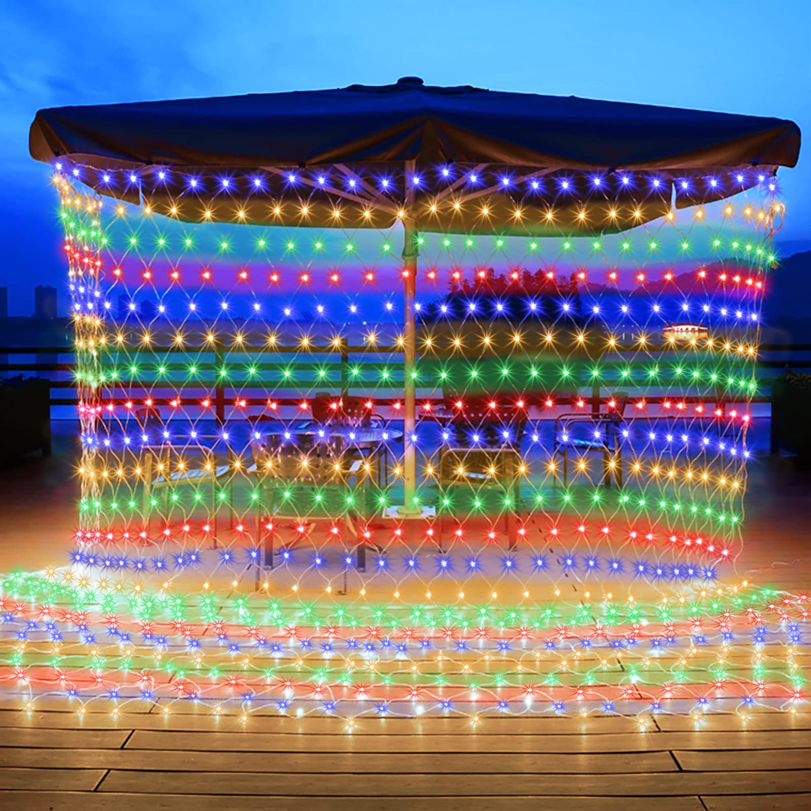 200LED Christmas Net Lights Outdoor - 9.84×6.56ft Waterproof Mesh Lights with Remote Control (8 Lighting Modes) for Xmas Decorations, Wedding, Party, Garden, Lawn & Bushes - Extendable Multicolor Patio Lights for Holiday & Home Decoration