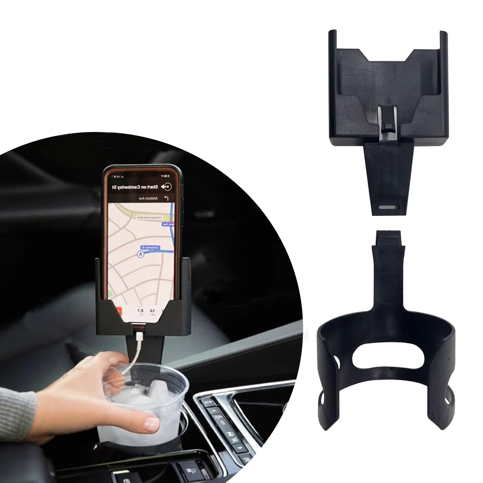 **Flygun 1 PC Universal Car Cup Holder Phone Mount - 9.2In Waterproof & Durable Smartphone Holder for Vehicles, Large Capacity Beverage Holder Replacement (Black) - Perfect for Road Trips, Commuting & Hands-Free Driving**