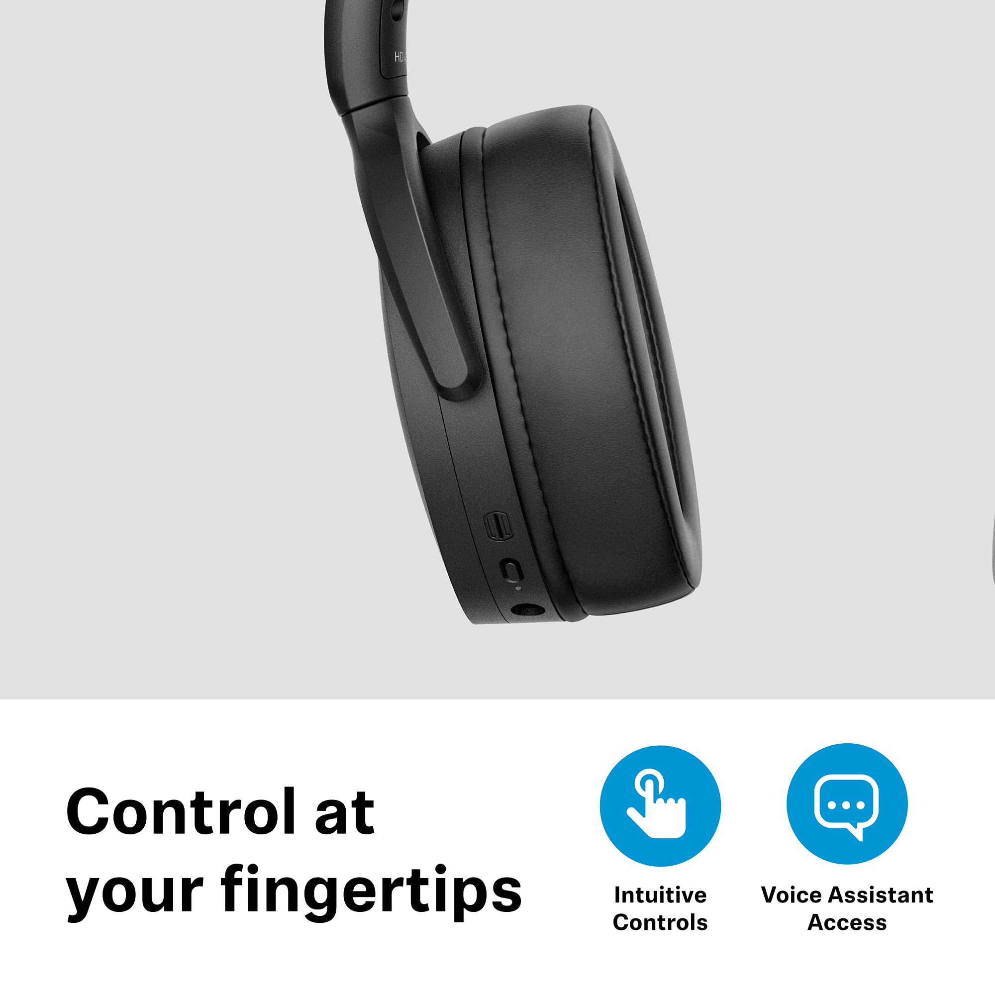 SENNHEISER HD 450BT Wireless Bluetooth 5.0 Headphones with Active Noise Cancellation - 30 Hours Battery Life, Fast USB-C Charging, Foldable Design for Travel & Commuting - Black (Perfect for Office, Gym & Airplane Use)