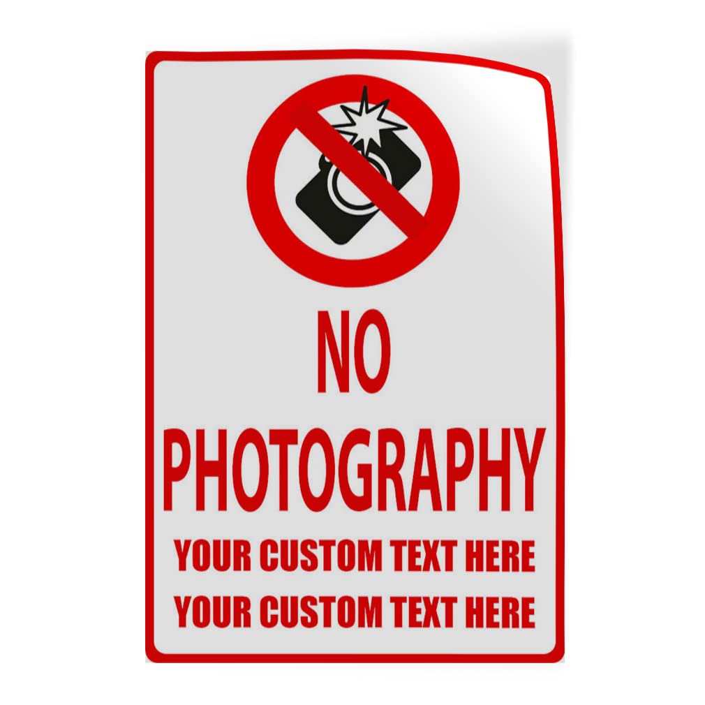 Custom Industrial Decals - Vertical Vinyl Safety Stickers (10x14 Inches) | No Photography Sign, Security & Industrial Warning Labels | Personalized Text Options for Workplace & Equipment Safety