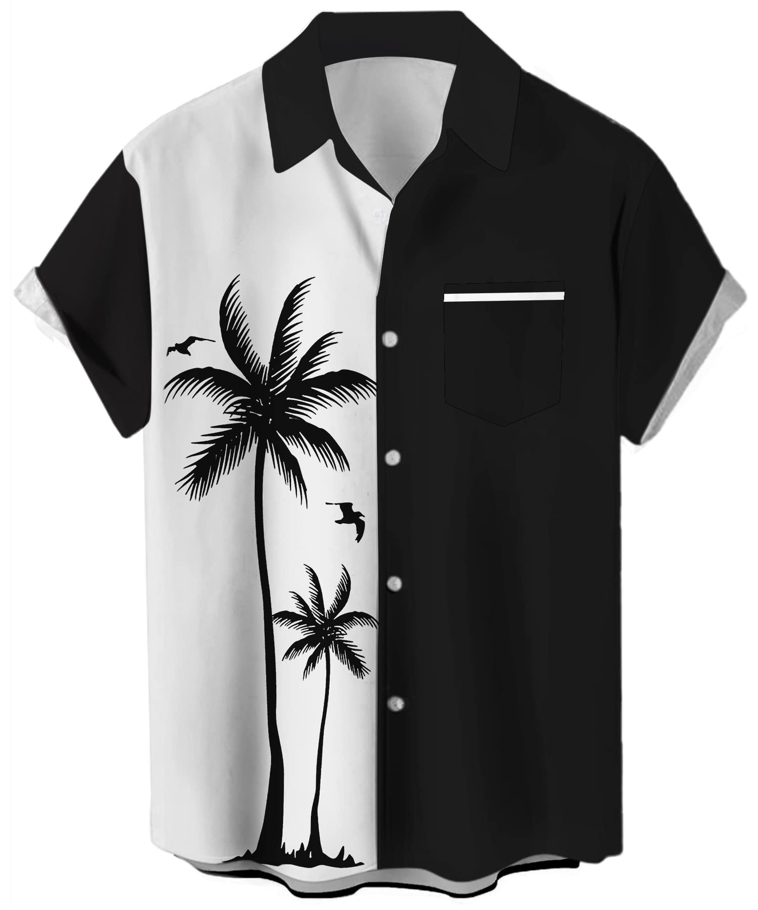 Vintage 1950s Deer Print Hawaiian Shirt for Men - Retro Bowling Shirt with Short Sleeves, Casual Button Down Beach Shirt for Summer Parties, Luau & Tropical Vacations