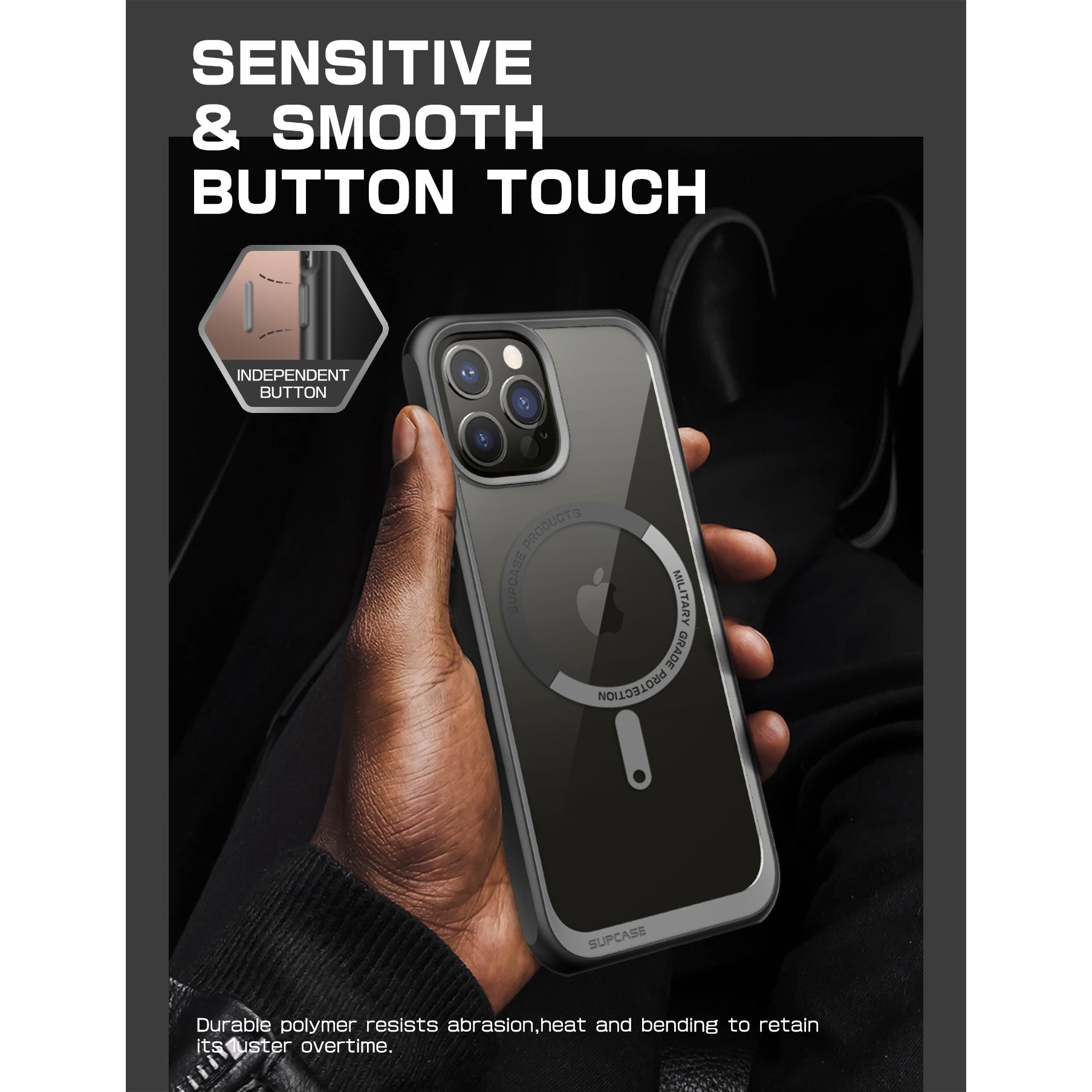 iPhone 13 Pro Case 6.1 Inch - Unicorn Beetle MAG Slim Clear Protective Cover with MagSafe Compatibility (Black) | Perfect for Everyday Use, Work & Travel Protection