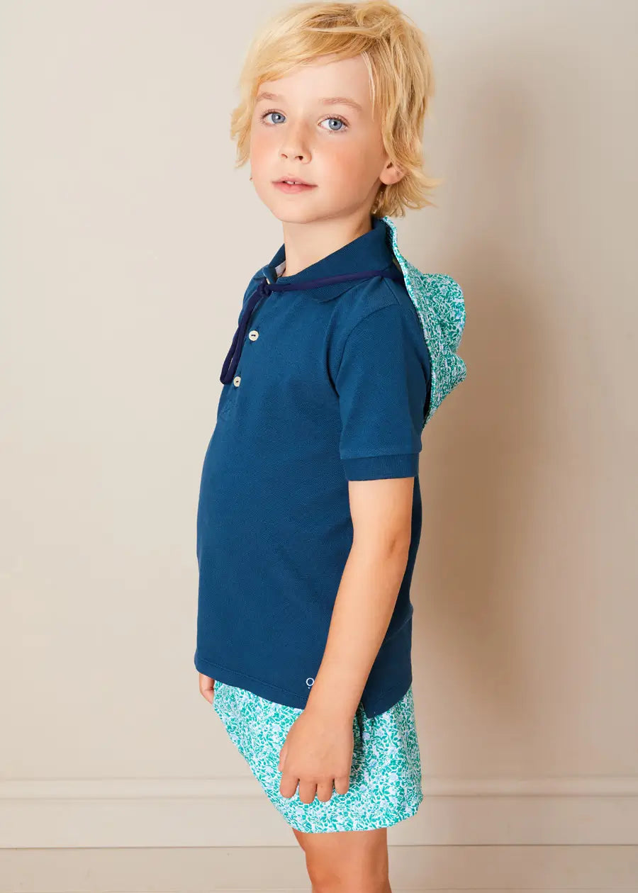 Adelaide Floral Tie Detail Swim Shorts for Boys & Girls (2-10 Years) - Green Beachwear for Summer Vacation & Pool Party