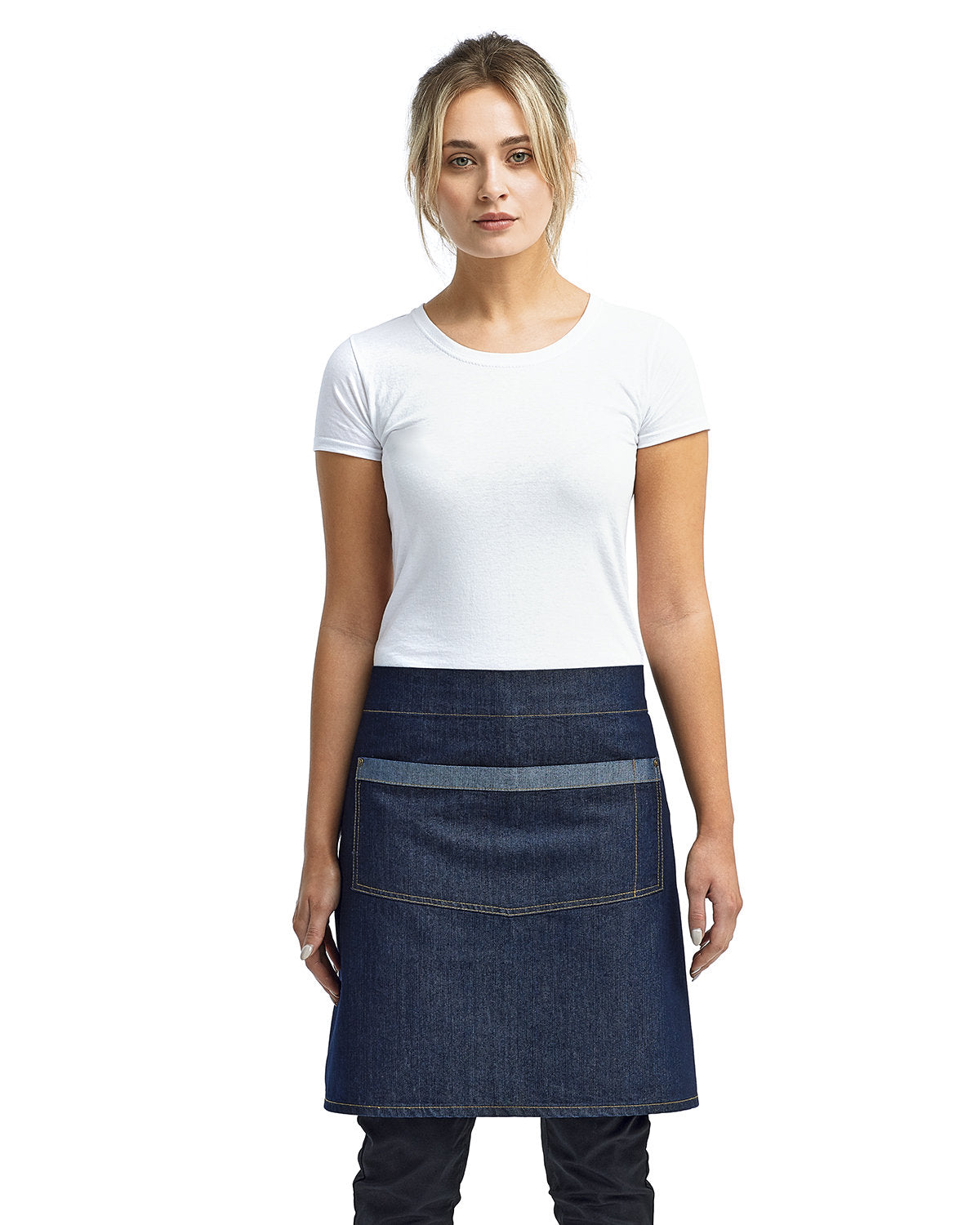 Reprime RP128 Unisex Denim Waist Apron - Artisan Collection with Contrast Design for Cooking, Baking, BBQ & Workshop Use