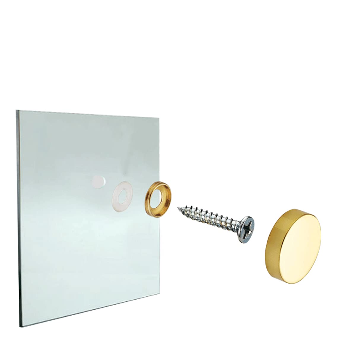 8-Piece Pure Copper Mirror Screw Caps - 22mm Silver Decorative Cover Nails & Standoff Screws for Bathroom Mirrors, Advertising Displays & DIY Fasteners - Perfect for Home Decor, Retail Signage & Furniture Assembly