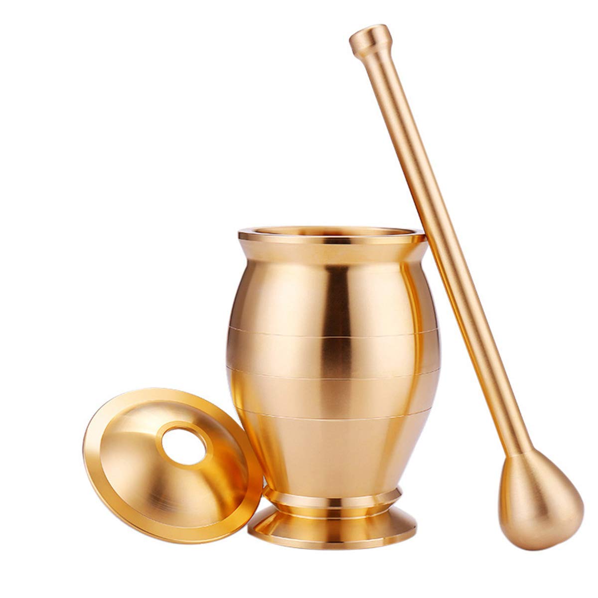 Premium Brass Mortar and Pestle Set - Durable Spice & Herb Grinder for Ginger, Garlic, and Seasonings - Easy to Clean Mixing Bowl - Perfect for Cooking, Baking, and Herbal Medicine Preparation