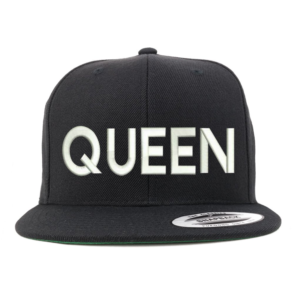 Trendy Flexfit Queen Embroidered Flat Bill Snapback Cap - Stylish Adjustable Baseball Hat for Women & Men - Perfect for Streetwear, Sports & Outdoor Activities