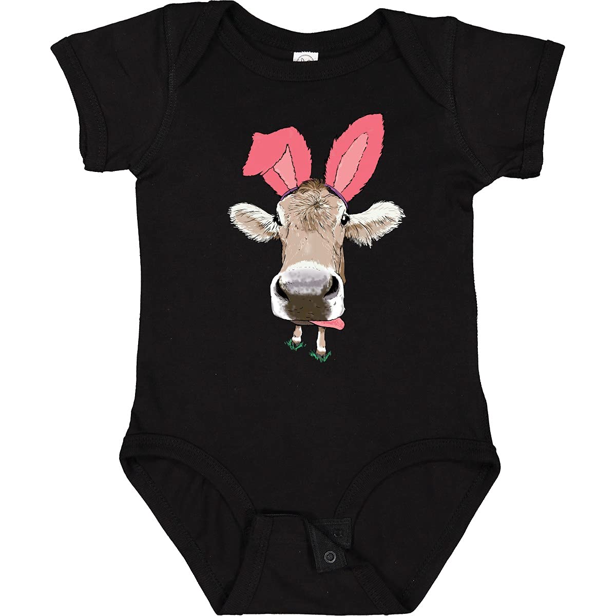 Inktastic Funny Easter Cow in Pink Ears Baby Bodysuit - Cute Easter Outfit for Infants & Toddlers - Perfect for Easter Photos, Family Gatherings & Spring Celebrations