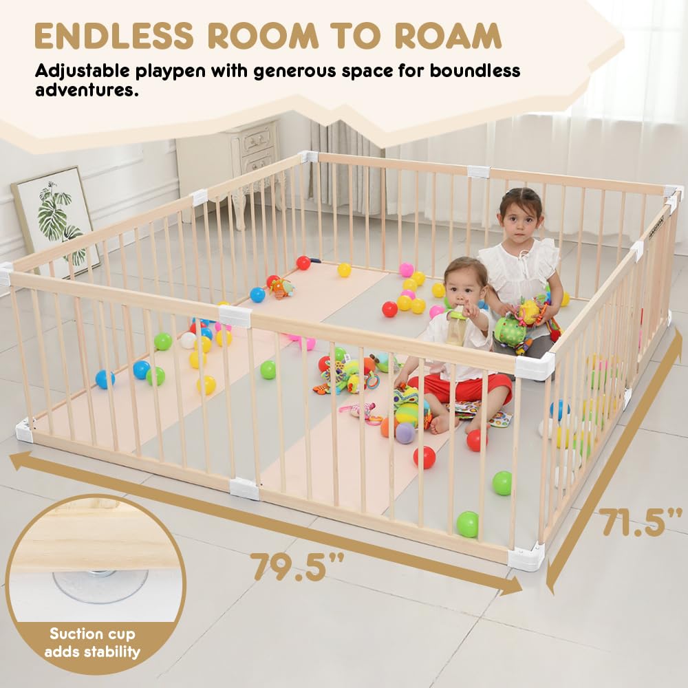 HARPPA Baby Safety Gate & Playpen - 71.5x79.5x24 Inches Adjustable Play Yard for Infants & Toddlers - Perfect for Living Room, Stairs, and Indoor Play Areas