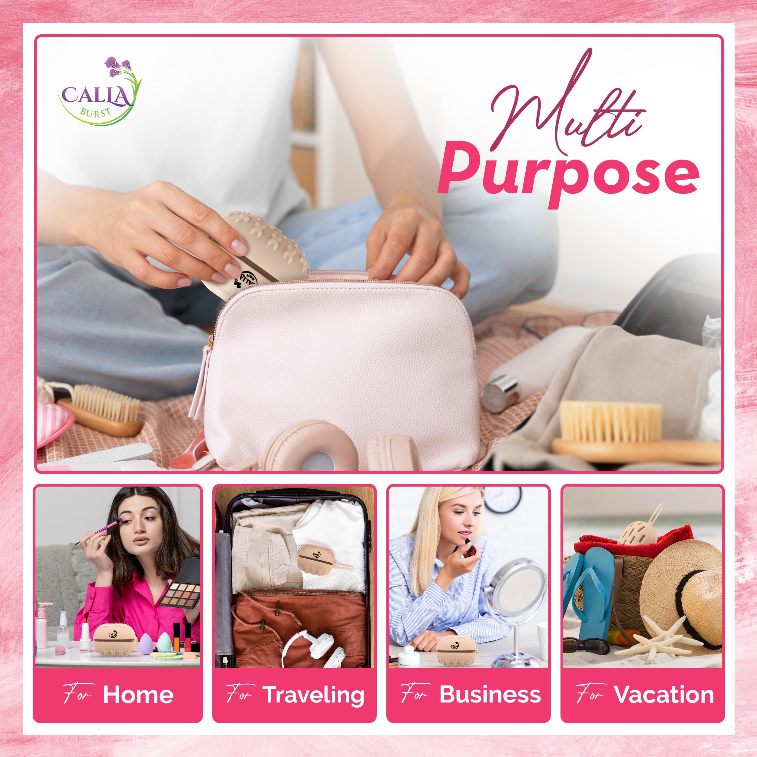 CallaBurst - Vented Silicone Beauty Blender Case for Makeup Sponge | Washable & Reusable Travel Organizer | Portable Cosmetic Storage for Women | Perfect for Travel, Gym & Daily Makeup Routine (Tan)