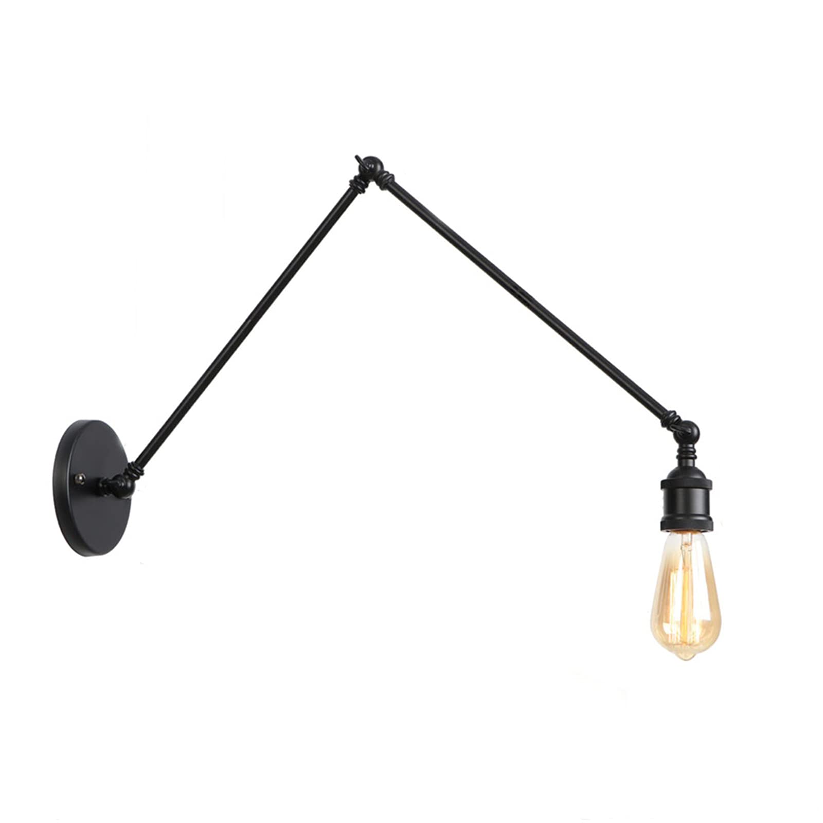 Vintage Industrial Black Metal Swing Arm Wall Lamps - Adjustable Reading Lights for Bedroom & Bedside (30x30cm) - Perfect for Home Office, Study Nook & Cozy Reading Corners