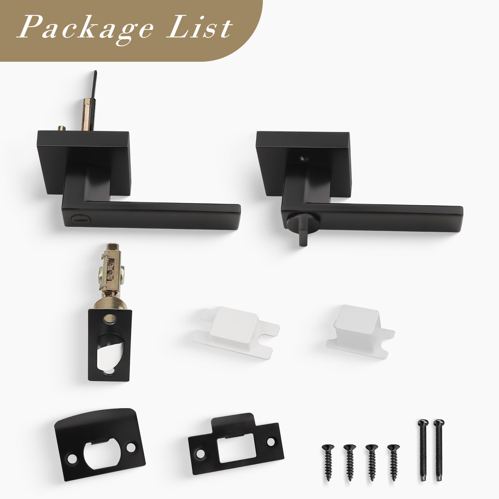 6 Pack Matte Black Door Handles - Privacy Door Lever with Keyless Lock, Heavy Duty Square Lock Set for Bedroom & Bathroom (Reversible for Left/Right Handed Doors) | Perfect for Home Improvement, Interior Doors & Privacy Security