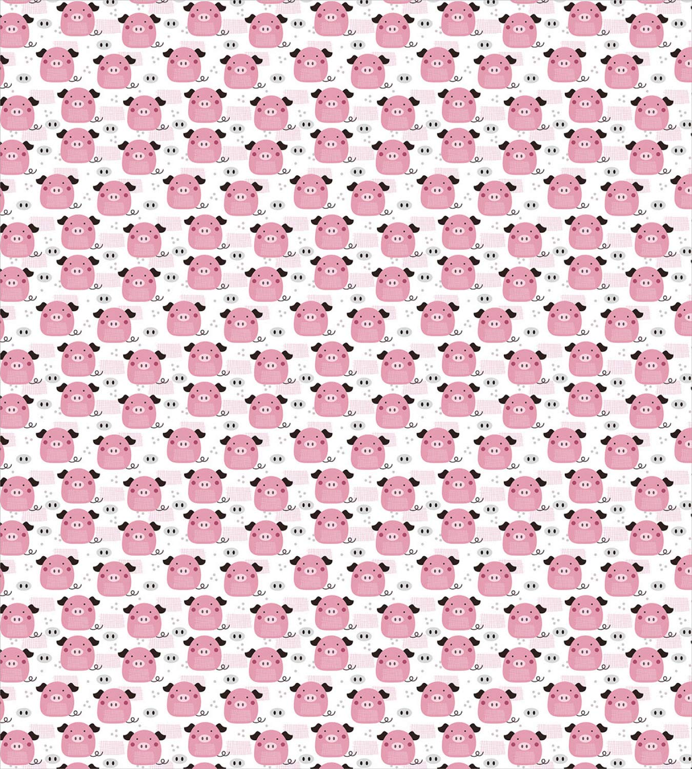 Ambesonne Piglet Duvet Cover Set - King Size Grey Pink Polka Dot Pig Pattern 3-Piece Bedding with 2 Pillow Shams | Farmhouse Chic Nursery Decor, Kids Room & Cozy Bedroom Upgrade