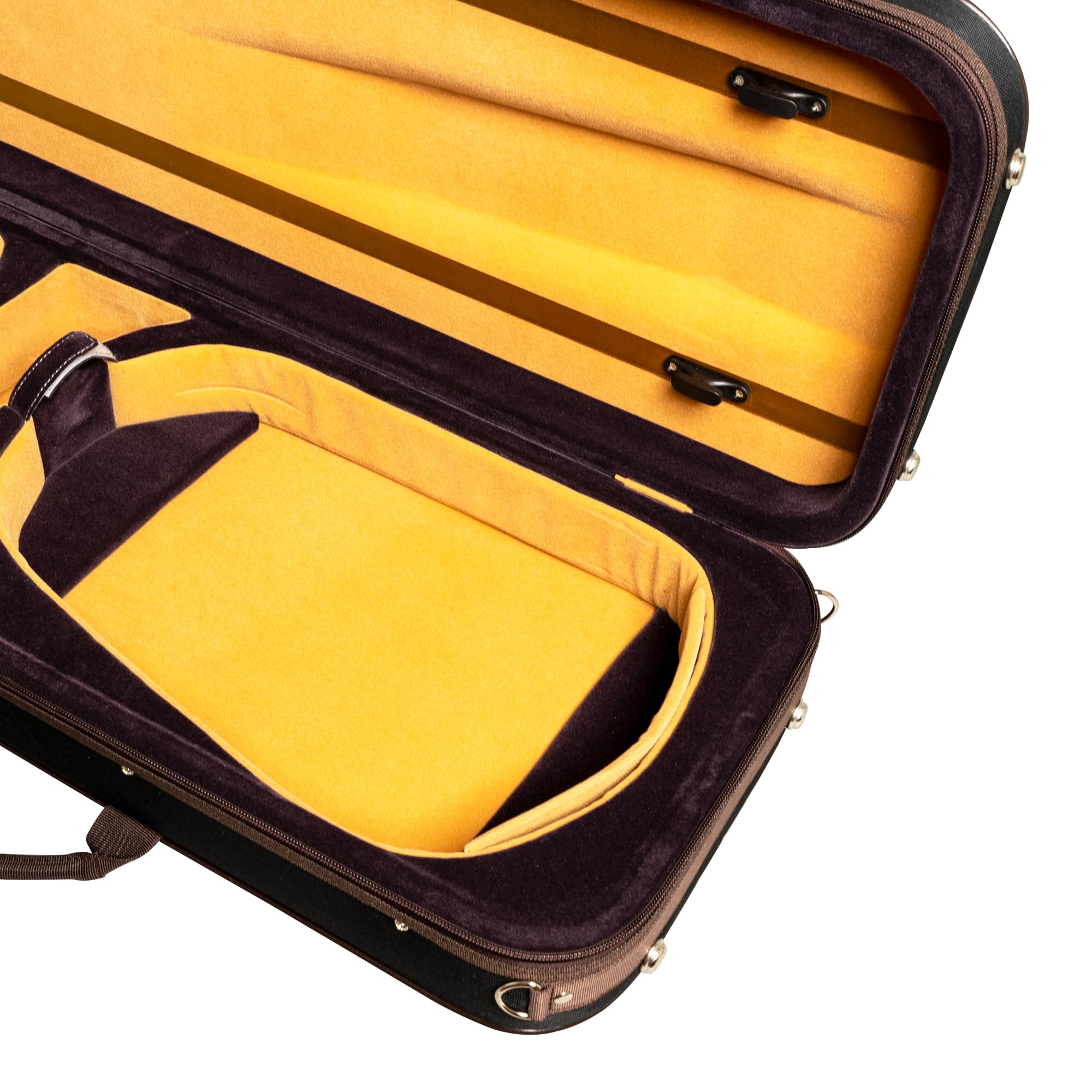 MI&VI AF-5003 Lightweight 4.5lb Hard Viola Travel Case with Reflective Safety Strips, Shoulder Straps & High-Density Foam - Durable Hard-Shell Protection for 15.5-16 Inch Violas - Perfect for Music Students, Traveling Musicians & Orchestra Performances