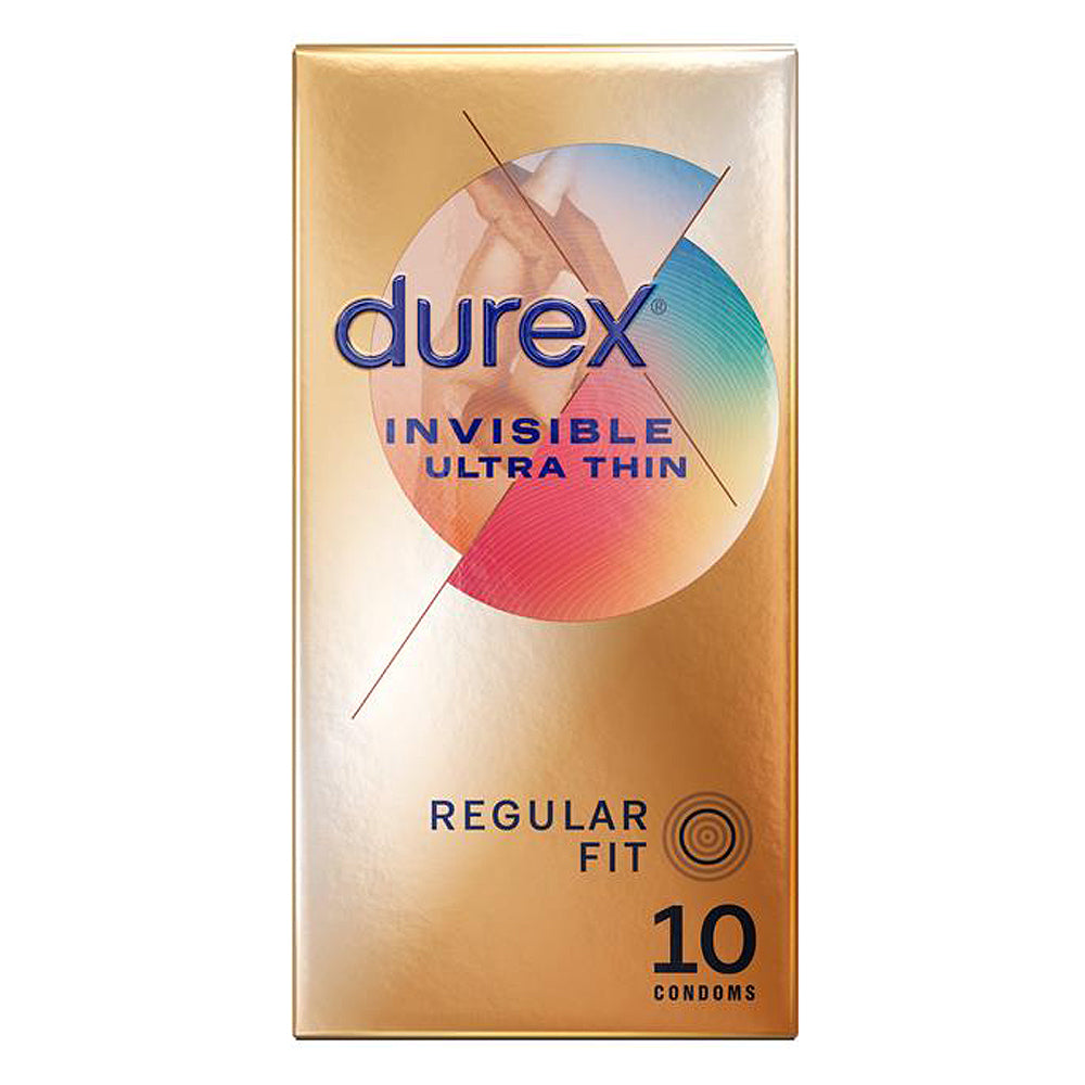 Durex Invisible Ultra Thin Feel Condoms - 12 Pack Regular Fit Latex Contraceptives for Enhanced Sensitivity & Protection - Perfect for Couples & Safe Intimacy