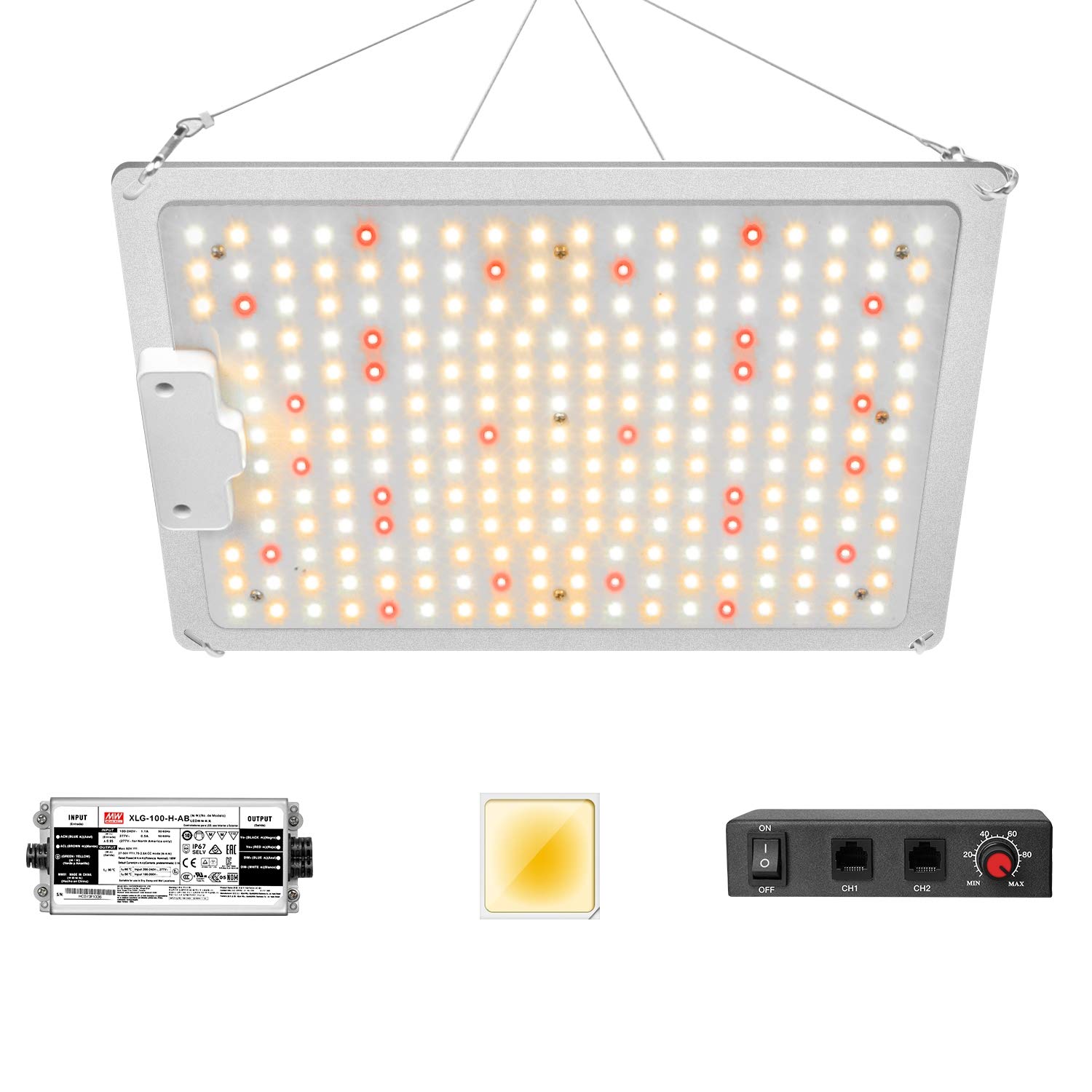 iPower RP1100E Full Spectrum LED Grow Light with Samsung 301B Diodes & MEAN WELL Driver - Dimmable Sunlike Plant Light for Hydroponics, Indoor Plants, Seeding, Flowering | Perfect for Grow Tents, Greenhouses & Home Gardening