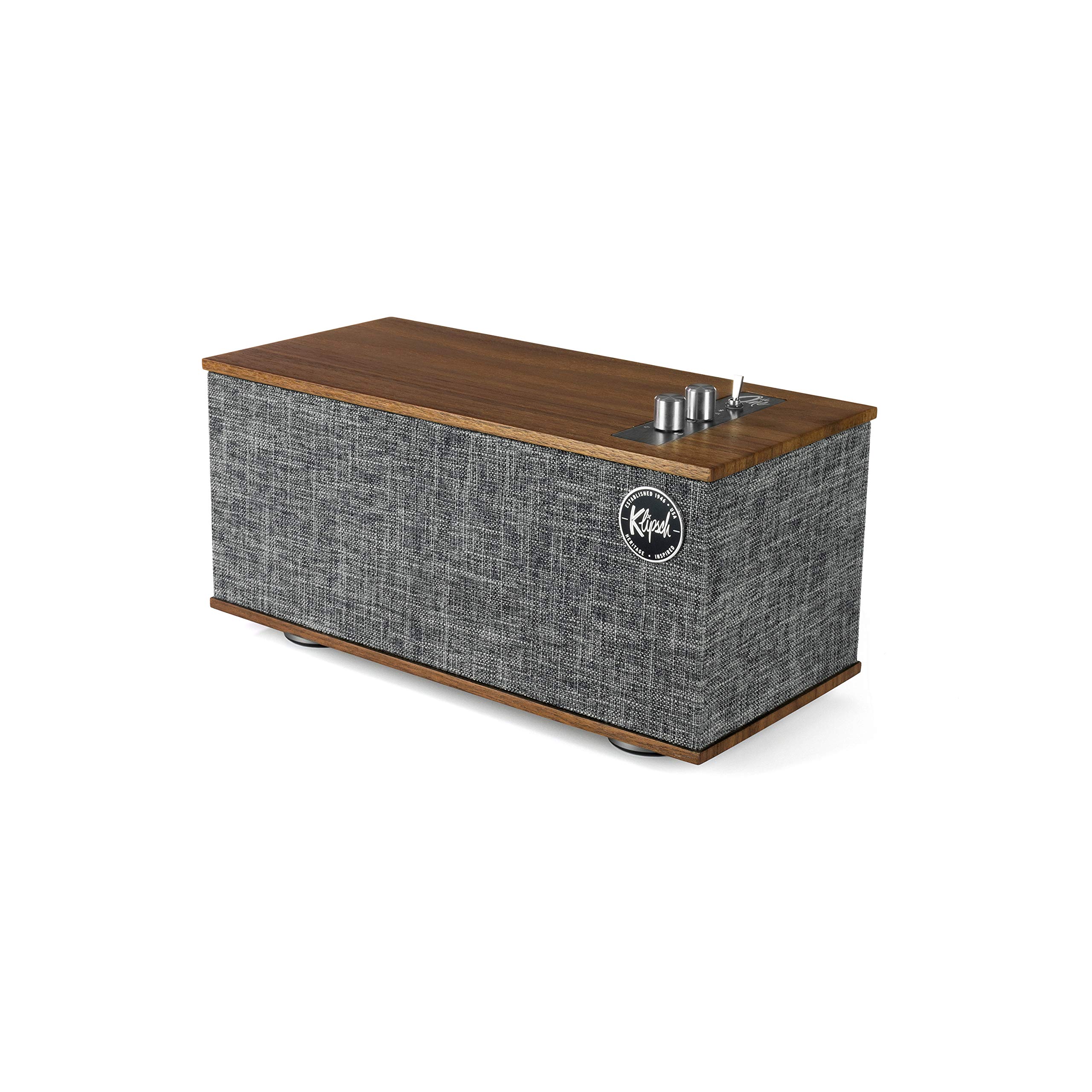 Klipsch Heritage Wireless The One II Bluetooth Speaker - Premium Tabletop Stereo System with Rich Bass, Walnut Finish | Perfect for Home, Office & Outdoor Entertainment