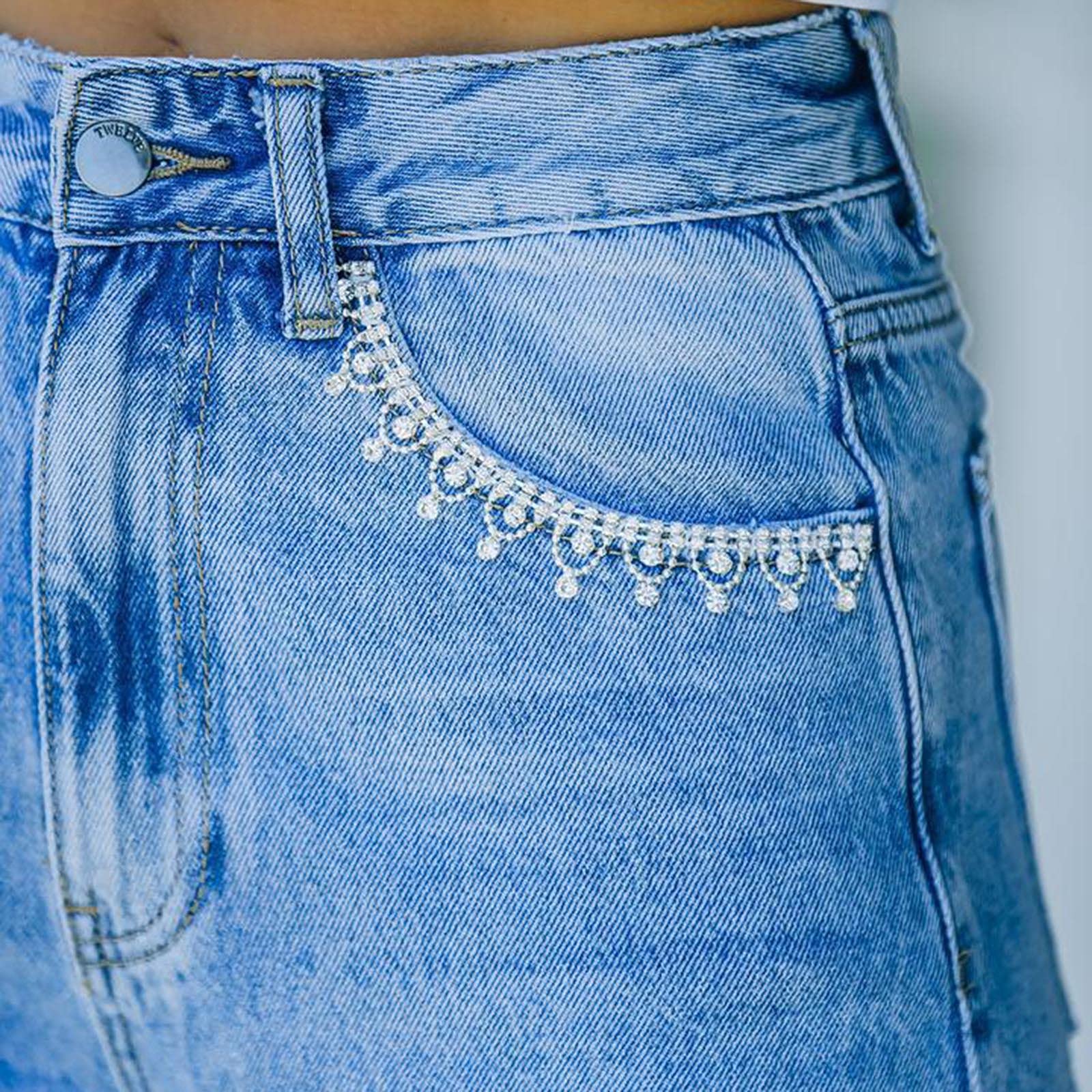Women's High Waist Baggy Jeans - Wide Leg Denim Pants with Flap Pockets | Straight Cut Casual Loose Trousers | Classic Streetwear Style | C-Blue Color | XX-Large Size | Perfect for Everyday Wear, Street Fashion & Casual Outings