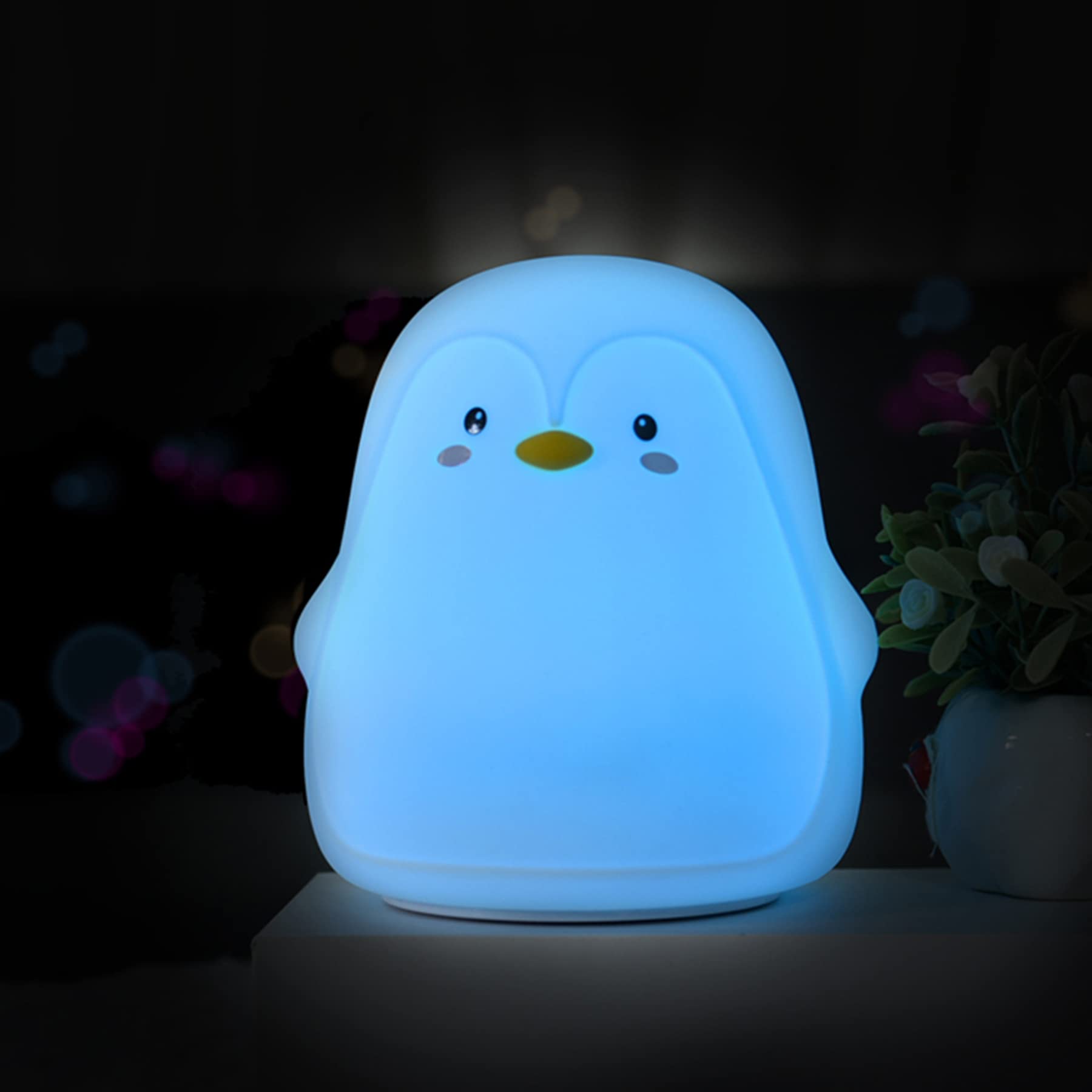 TriPro Penguin Kids Silicone Night Light - Cute Nursery Room Decor, Desk Lamp & Bedside Light - Perfect Gift for Mothers, Girls, Women, Kids & Teens - Ideal for Bedrooms, Nurseries & Study Areas
