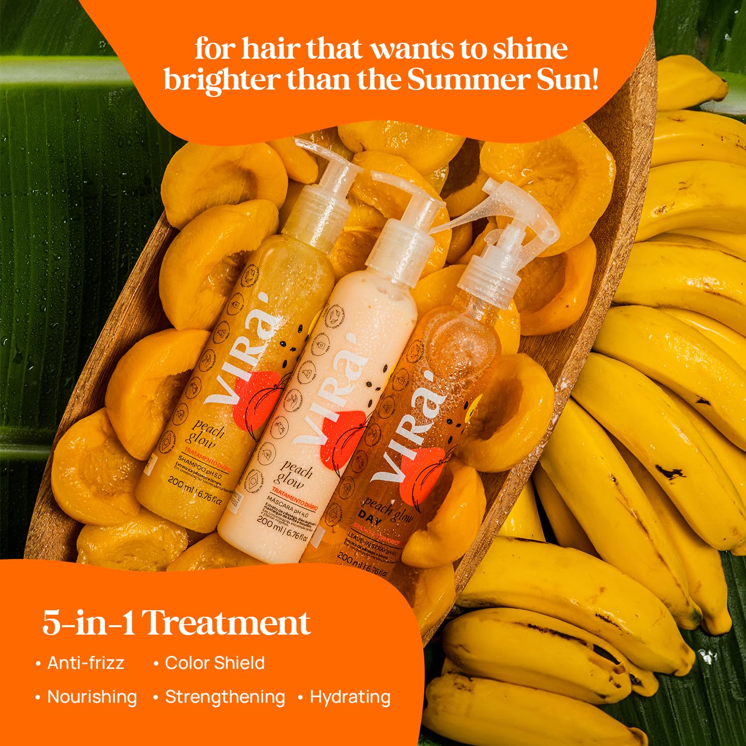 Brazilian Shampoo and Conditioner Set for Dry Damaged Hair - Deep Moisturizing Hair Mask & Leave-In Treatment Kit - Anti Frizz Repair for Shiny Soft Hair - 3 x 6.76 fl oz - Perfect for Daily Hair Care & Salon-Quality Results at Home